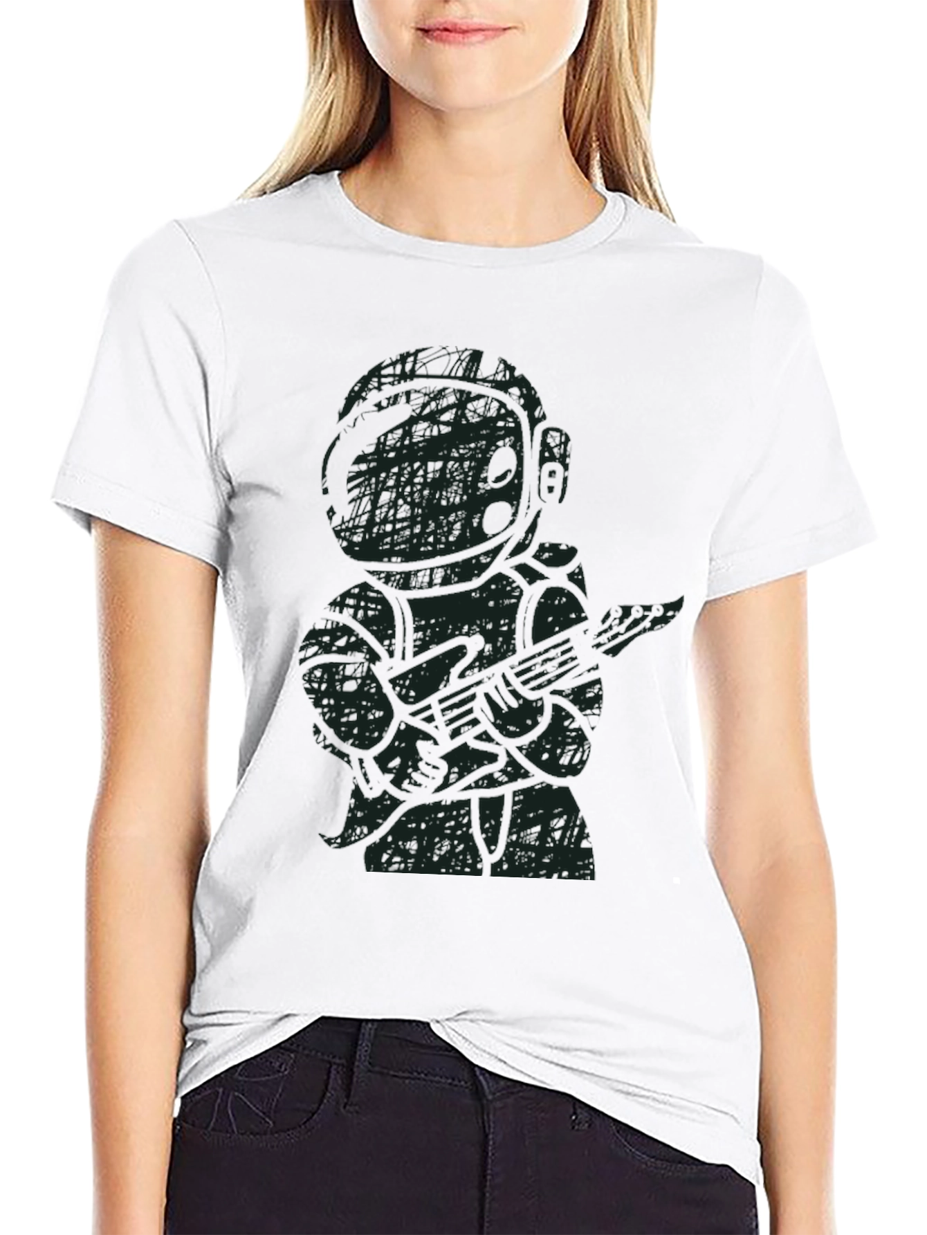 Astronaut Guitar Player Black T-Shirt