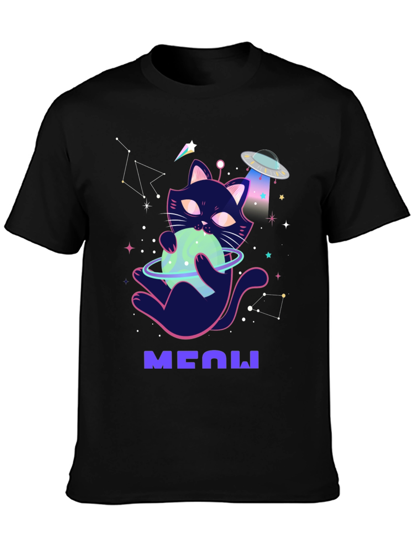 Cosmic Cat T-Shirt: Space Kitten UFO Tee