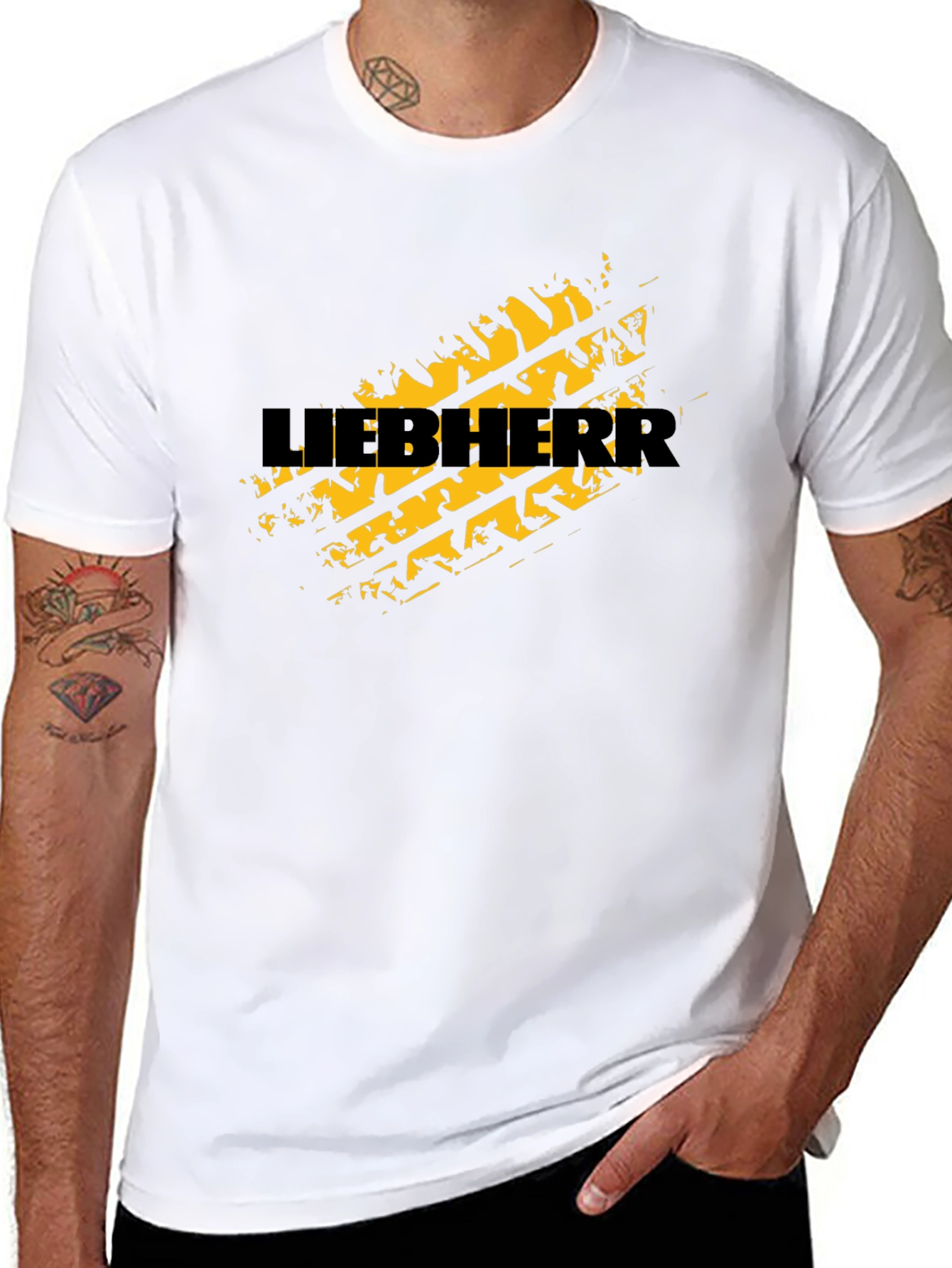 Liebherr Tire Track Graphic Tee - Black Cotton