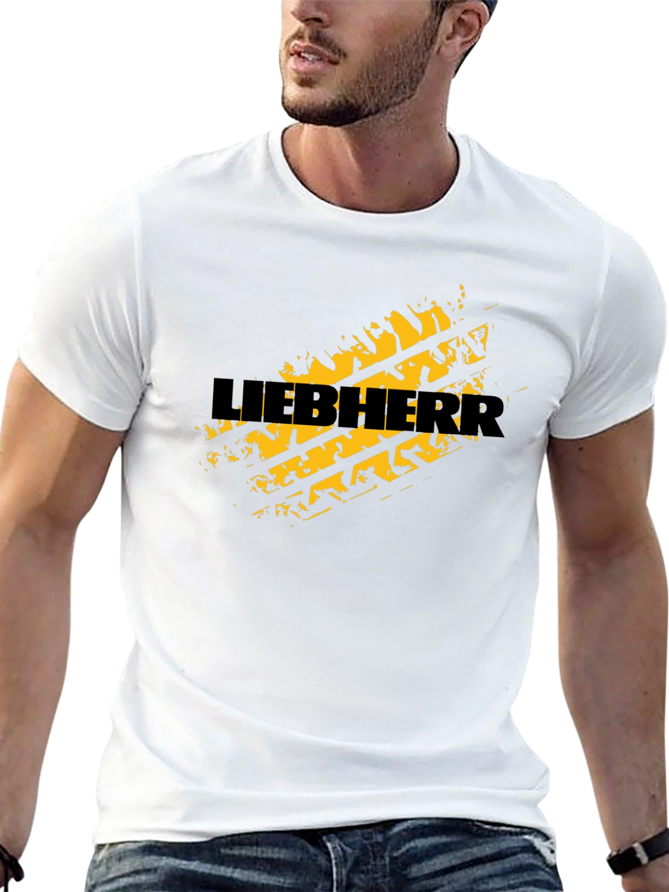 Liebherr Tire Track Graphic Tee - Black Cotton