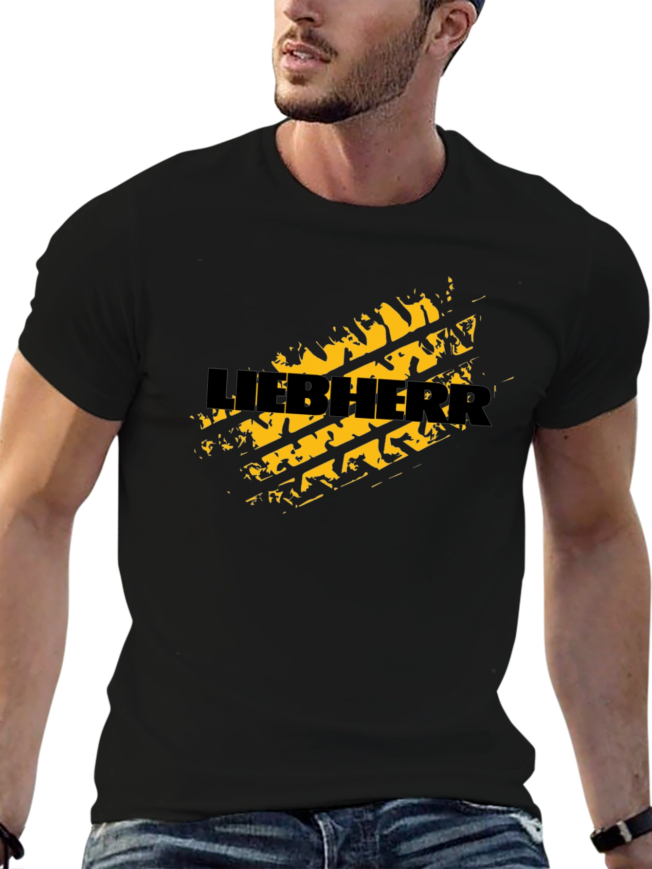Liebherr Tire Track Graphic Tee - Black Cotton