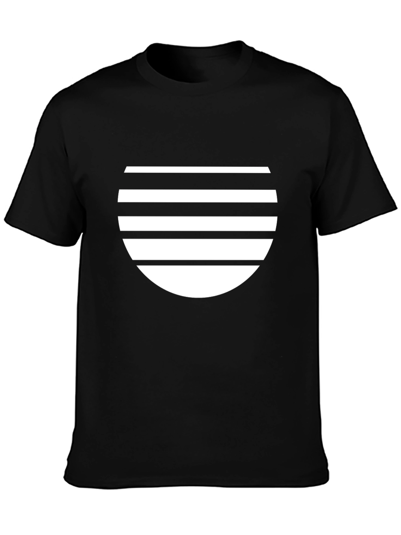 Stripped Circle Graphic Black T-Shirt
