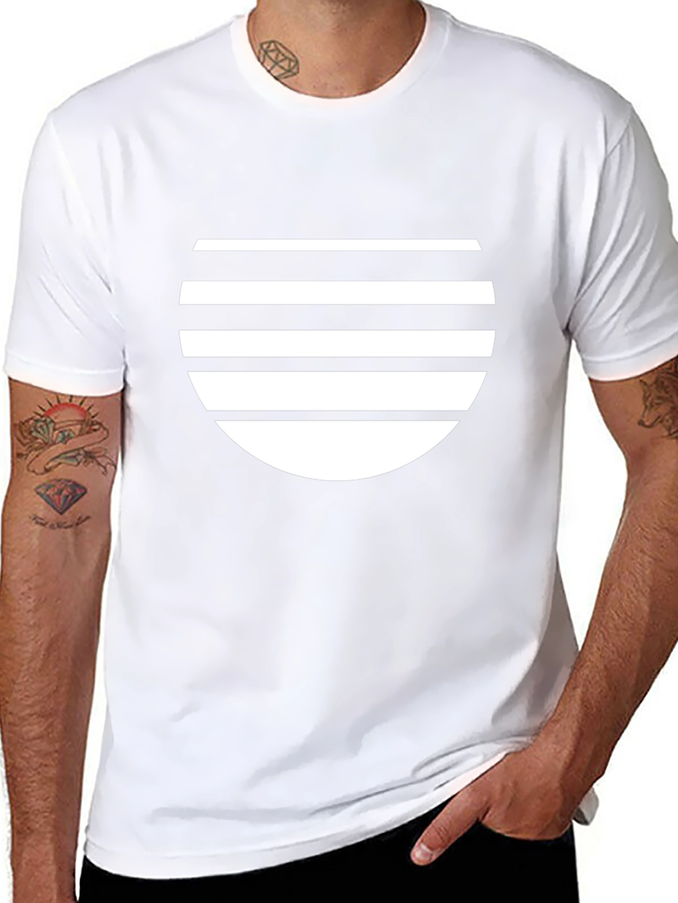 Stripped Circle Graphic Black T-Shirt