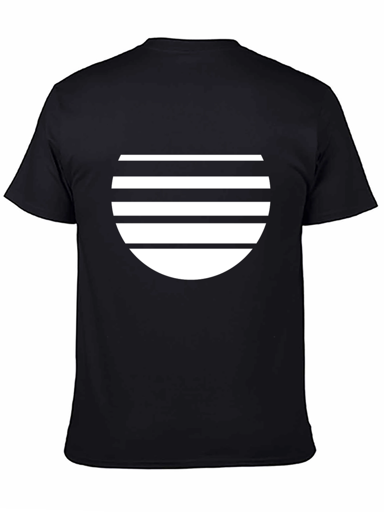 Stripped Circle Graphic Black T-Shirt