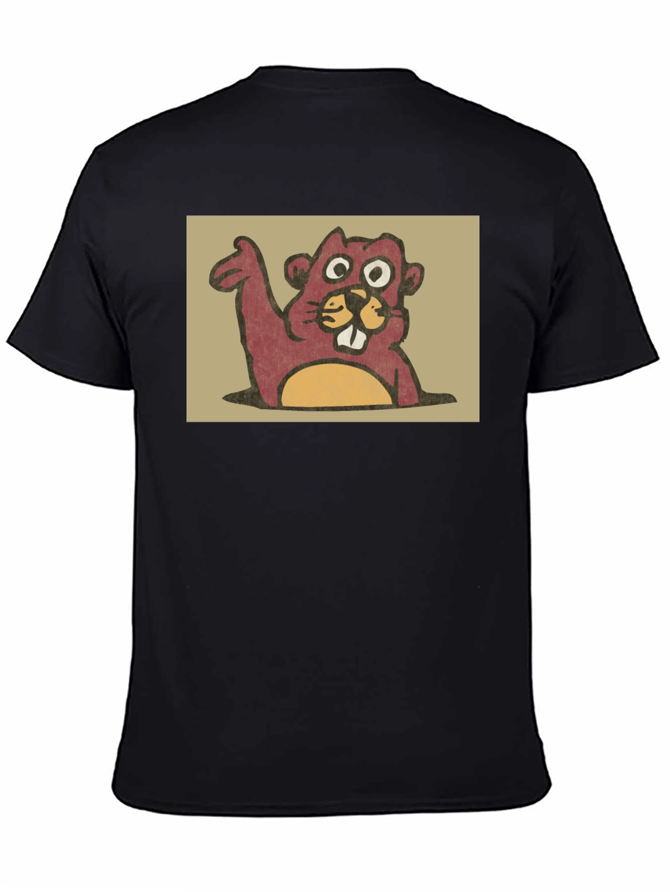 Cute Beaver Graphic Tee - Black