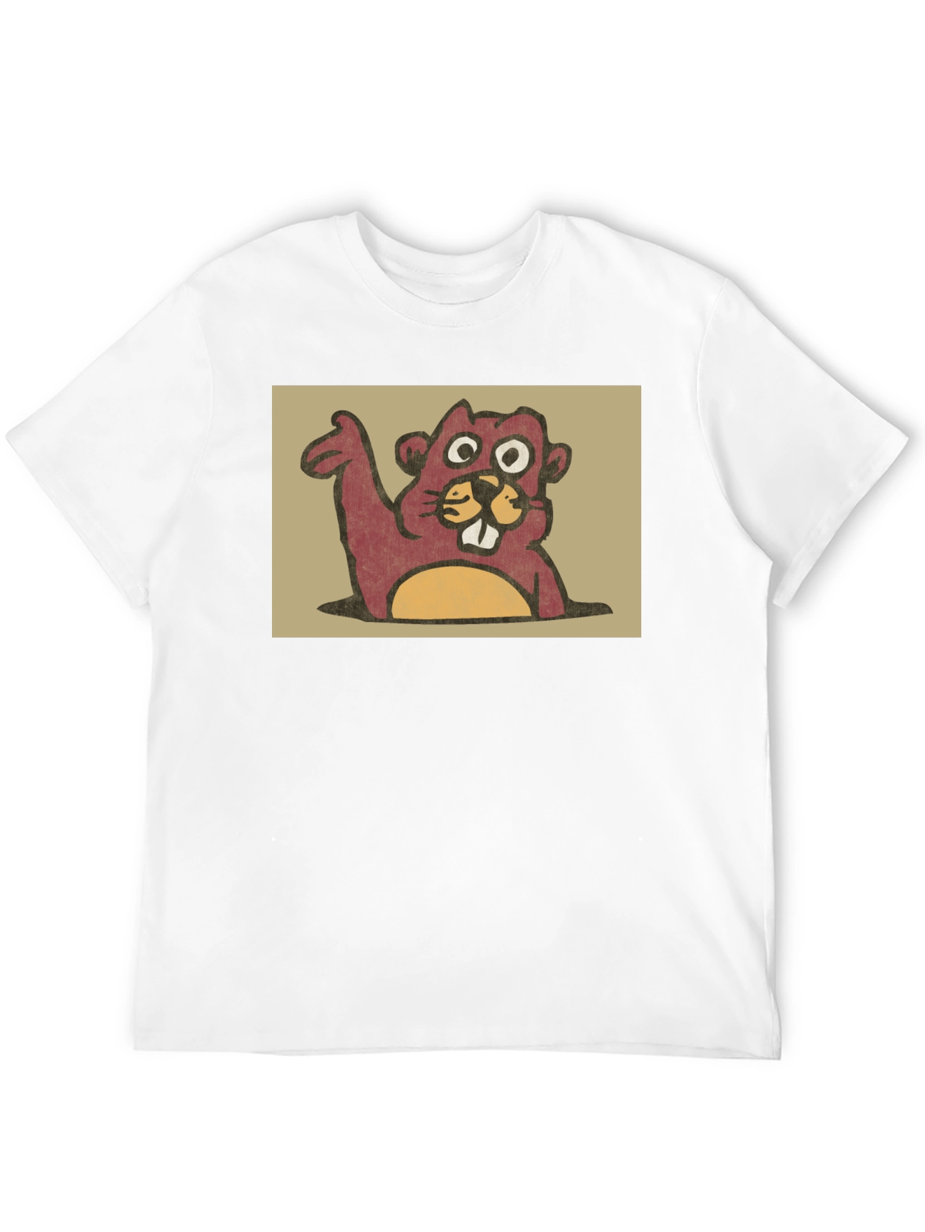 Cute Beaver Graphic Tee - Black