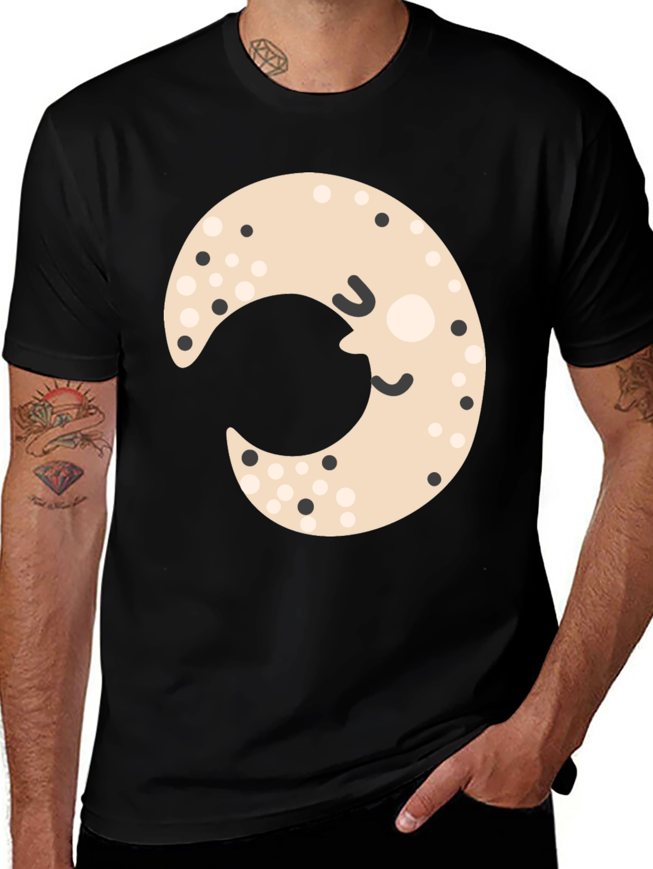 Cute Moon Graphic Tee - Black Unisex Shirt
