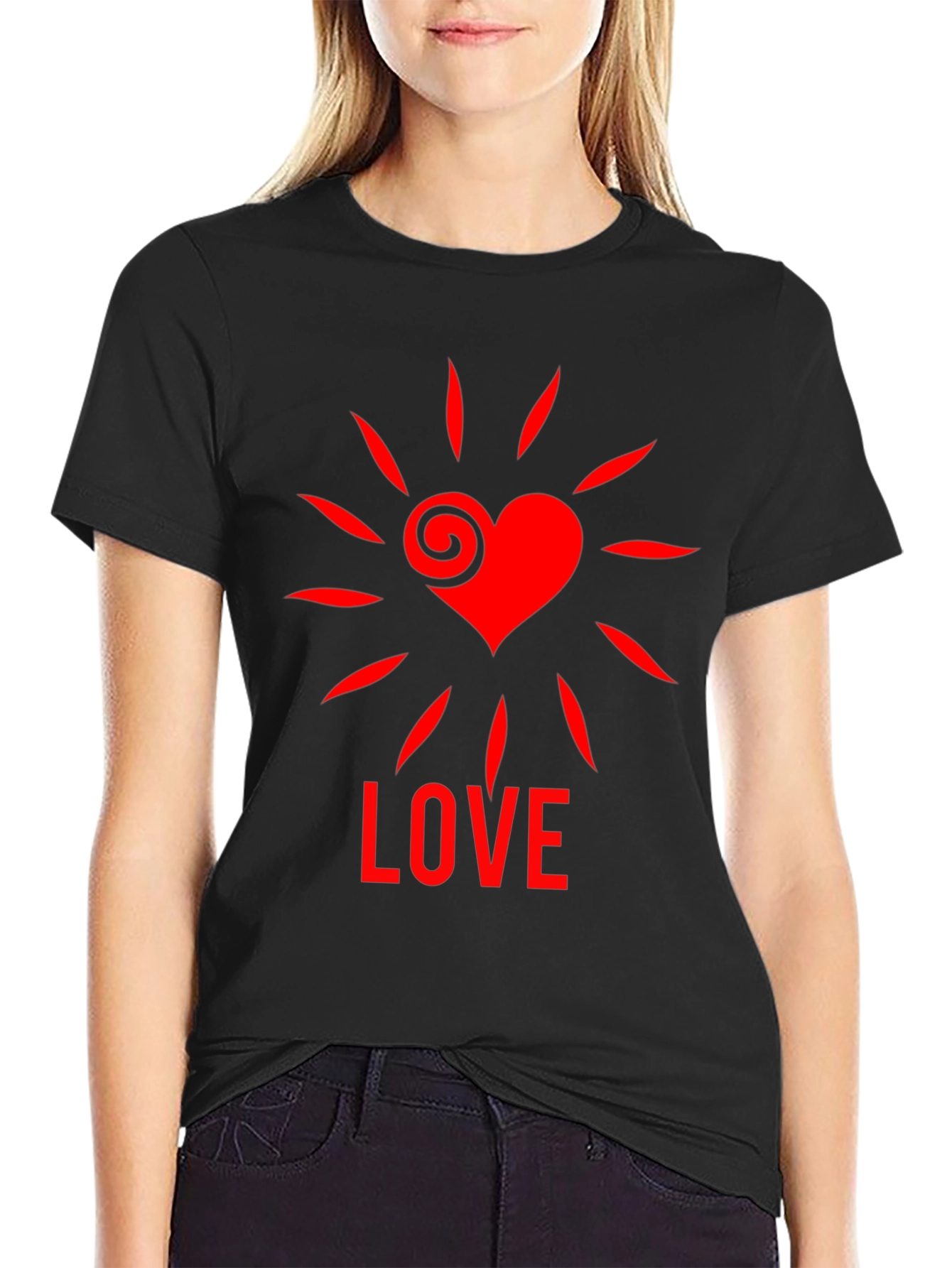 Heart Love Graphic Tee - Stylish Black T-Shirt