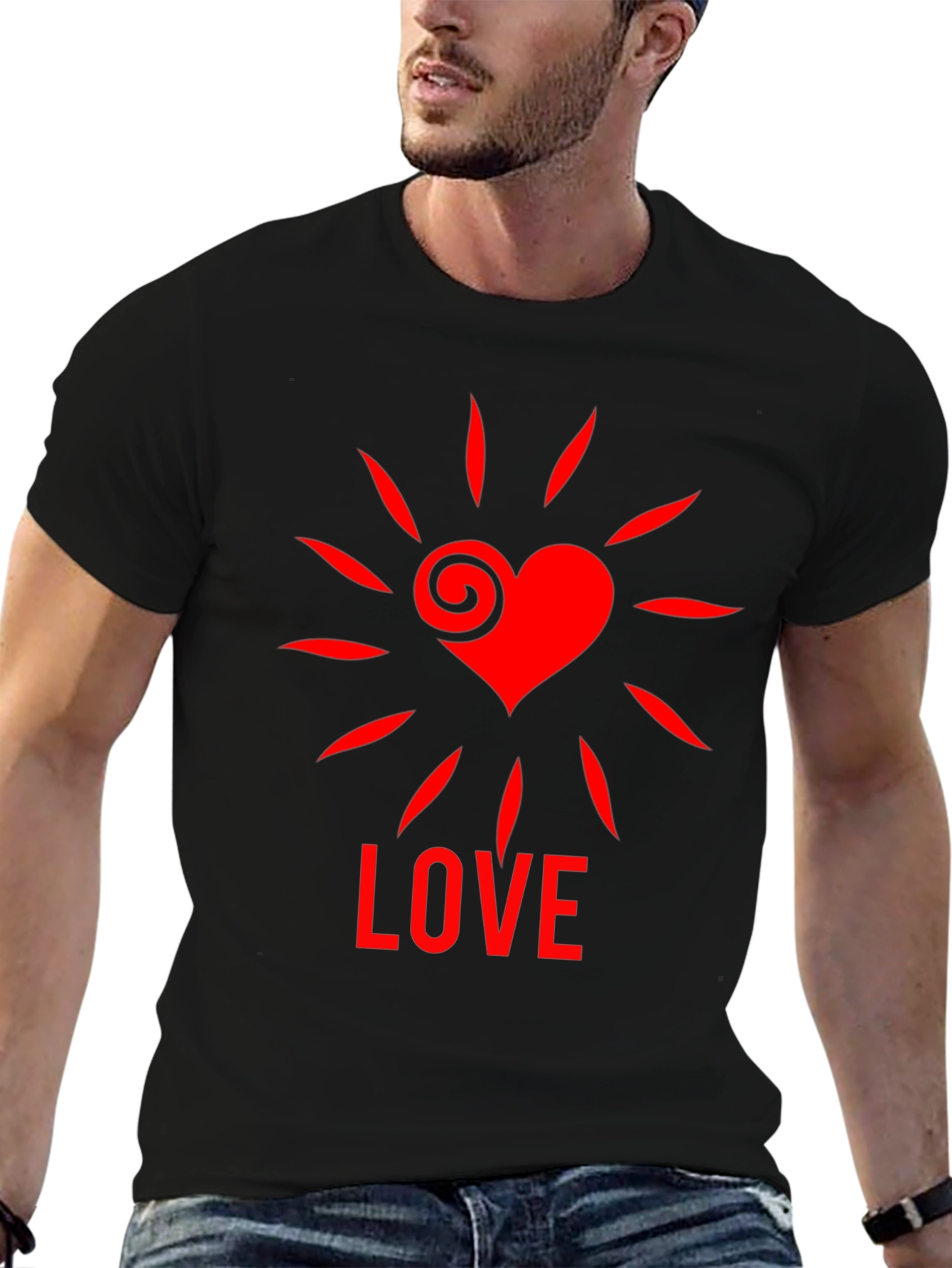 Heart Love Graphic Tee - Stylish Black T-Shirt