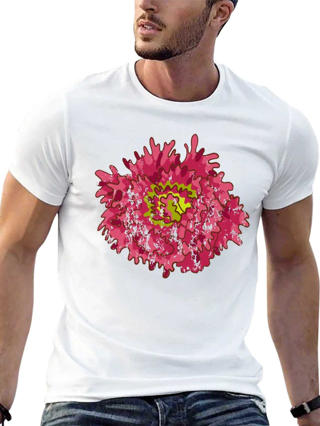 Abstract Flower Graphic Black T-Shirt