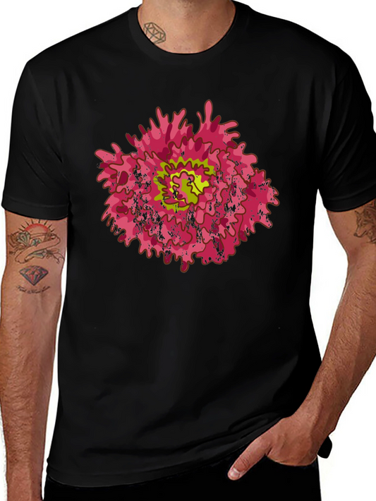 Abstract Flower Graphic Black T-Shirt