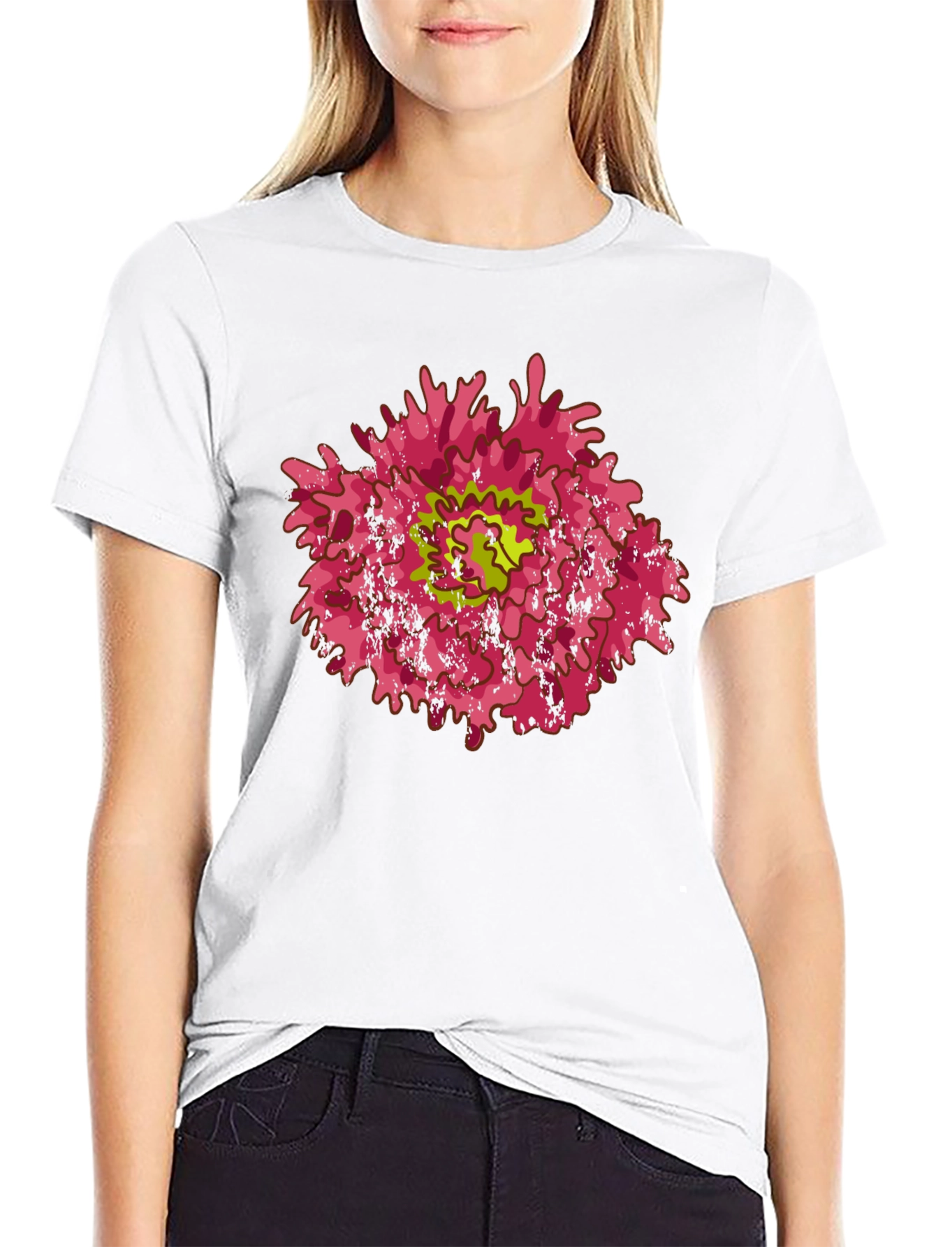Abstract Flower Graphic Black T-Shirt
