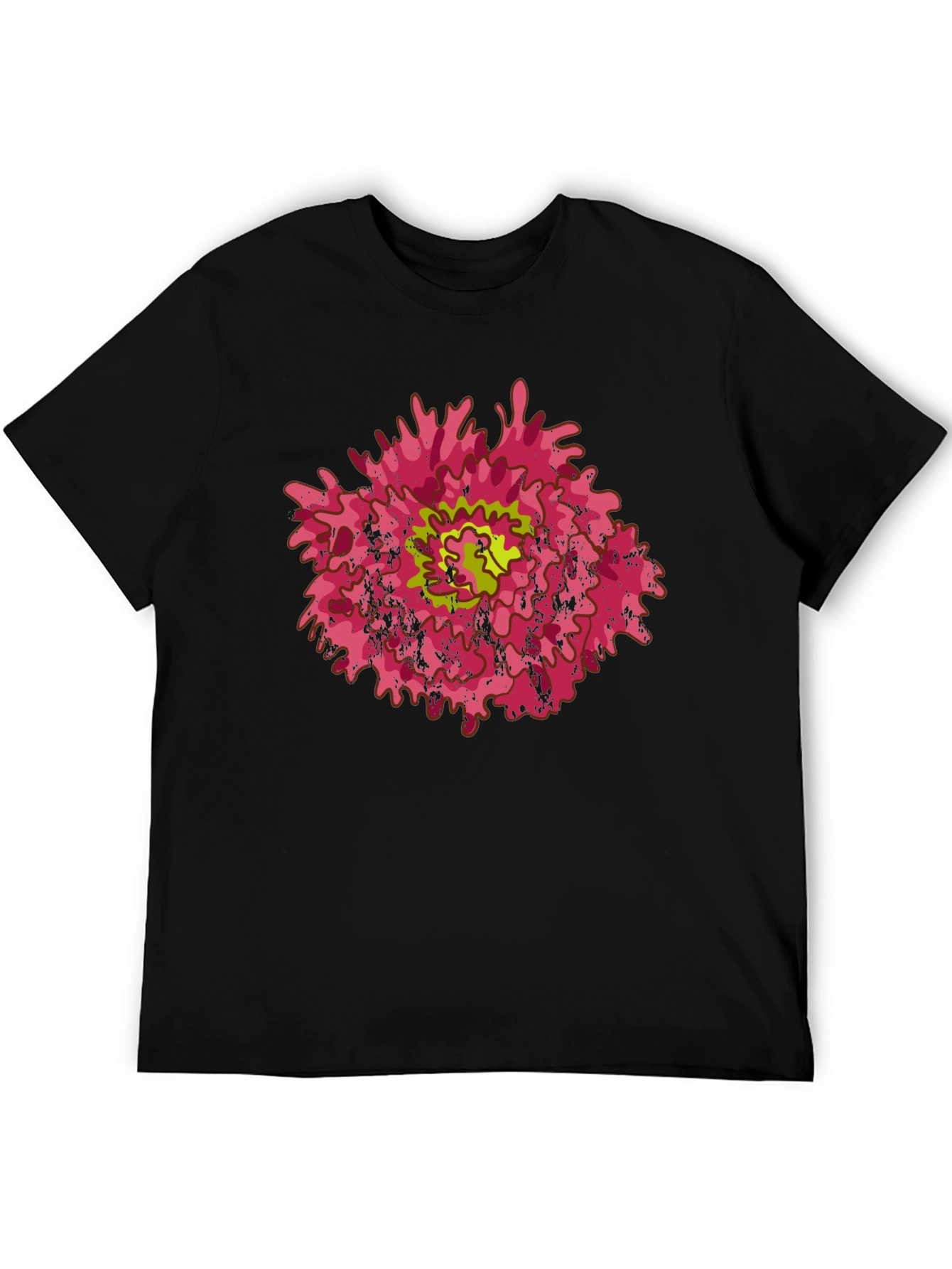 Abstract Flower Graphic Black T-Shirt