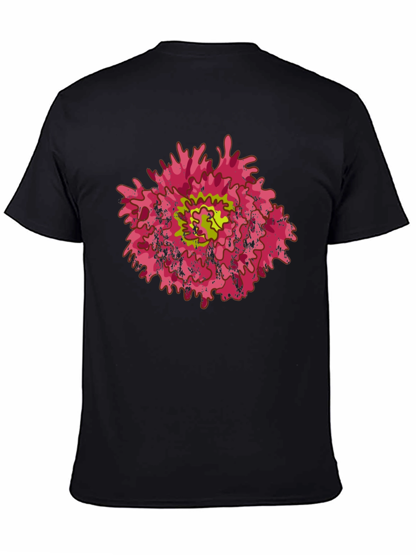 Abstract Flower Graphic Black T-Shirt