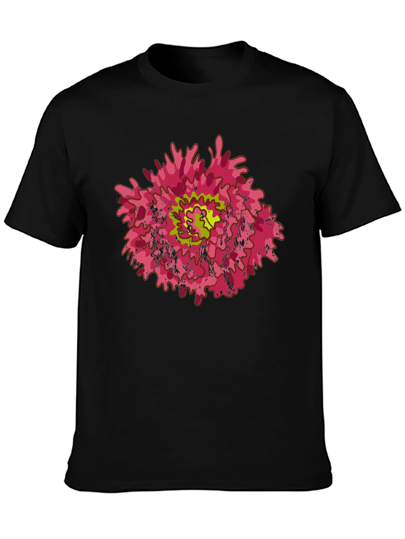 Abstract Flower Graphic Black T-Shirt