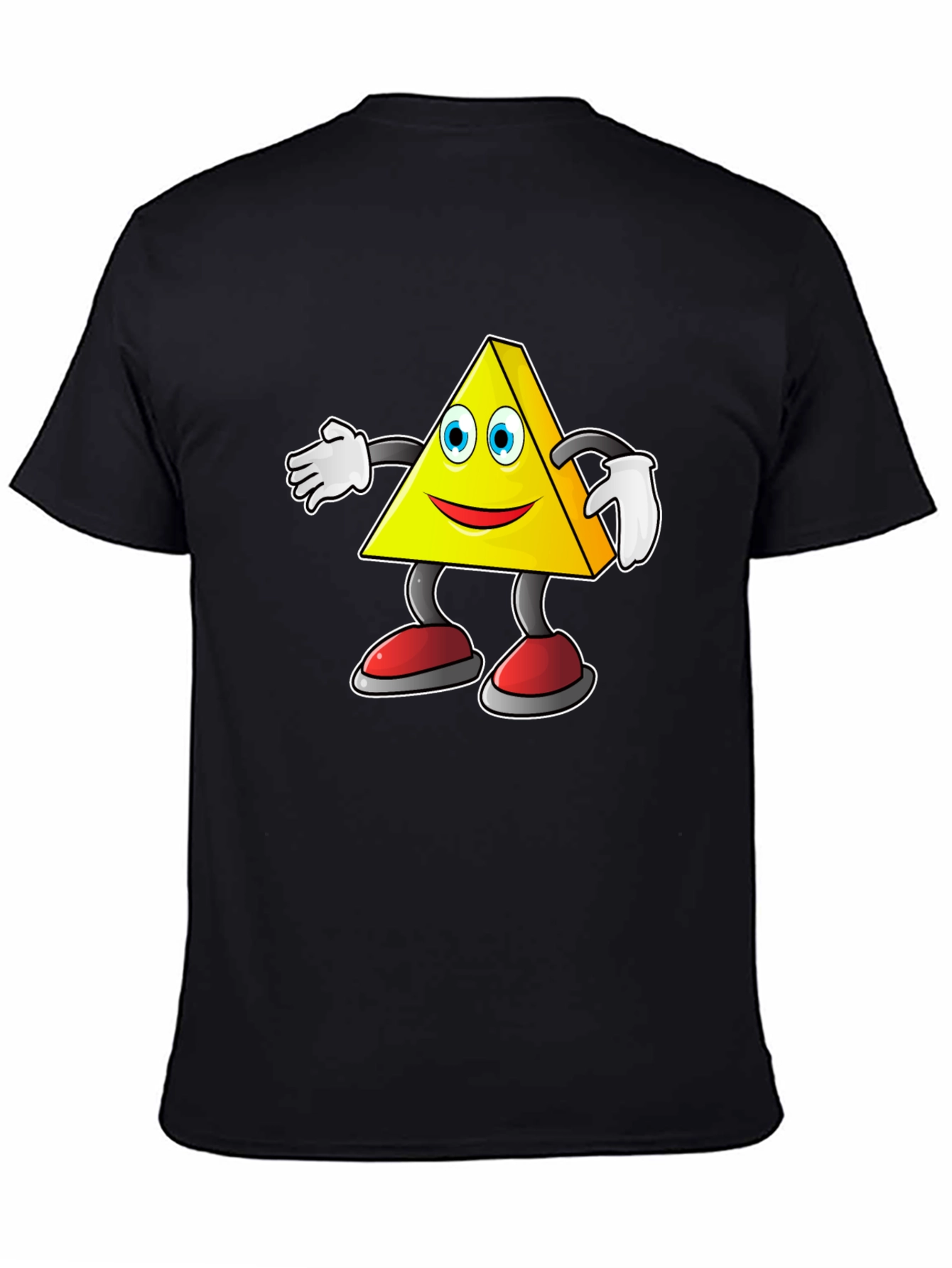 Cartoon Triangle Character Graphic Tee - Black