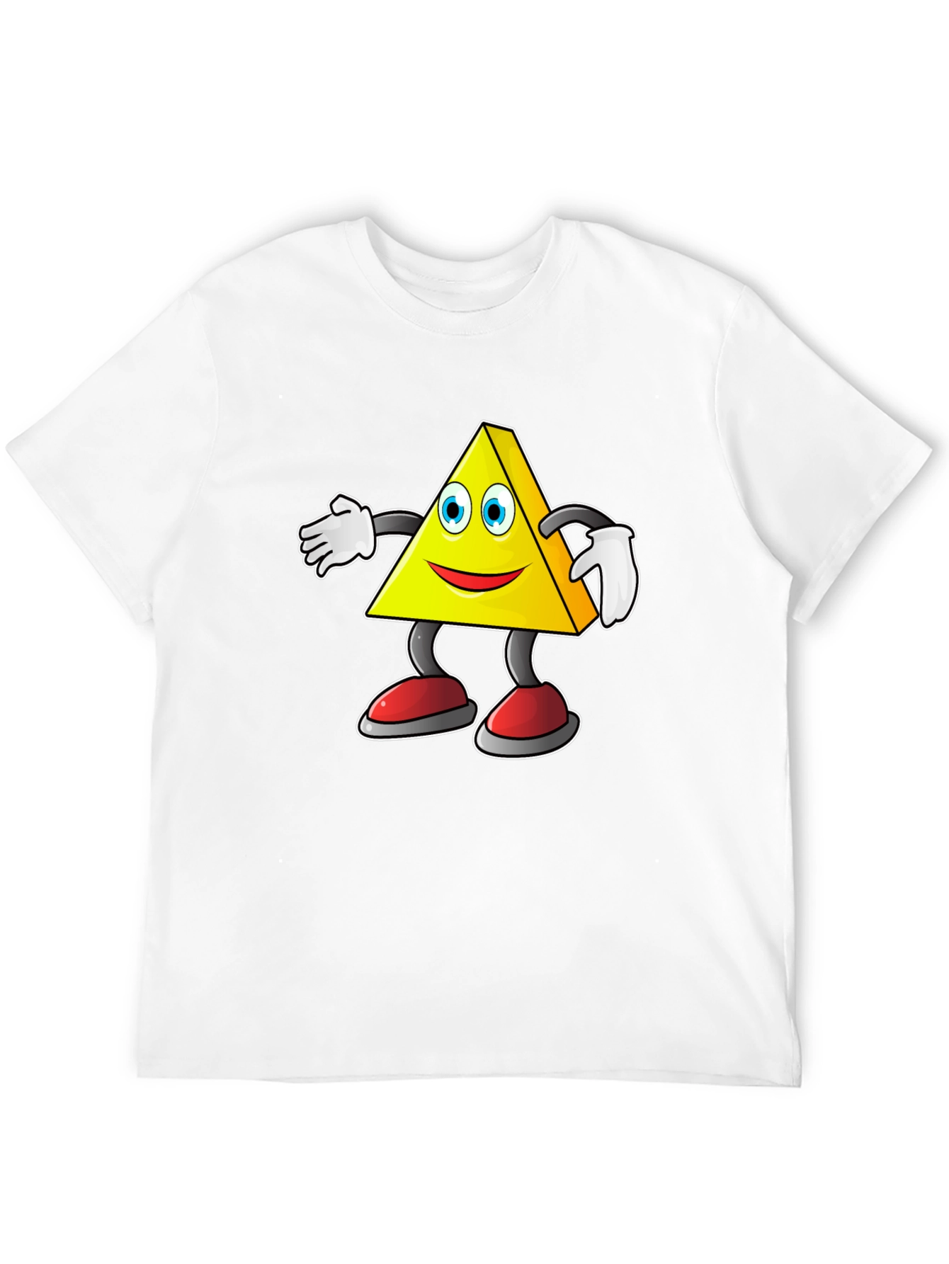 Cartoon Triangle Character Graphic Tee - Black