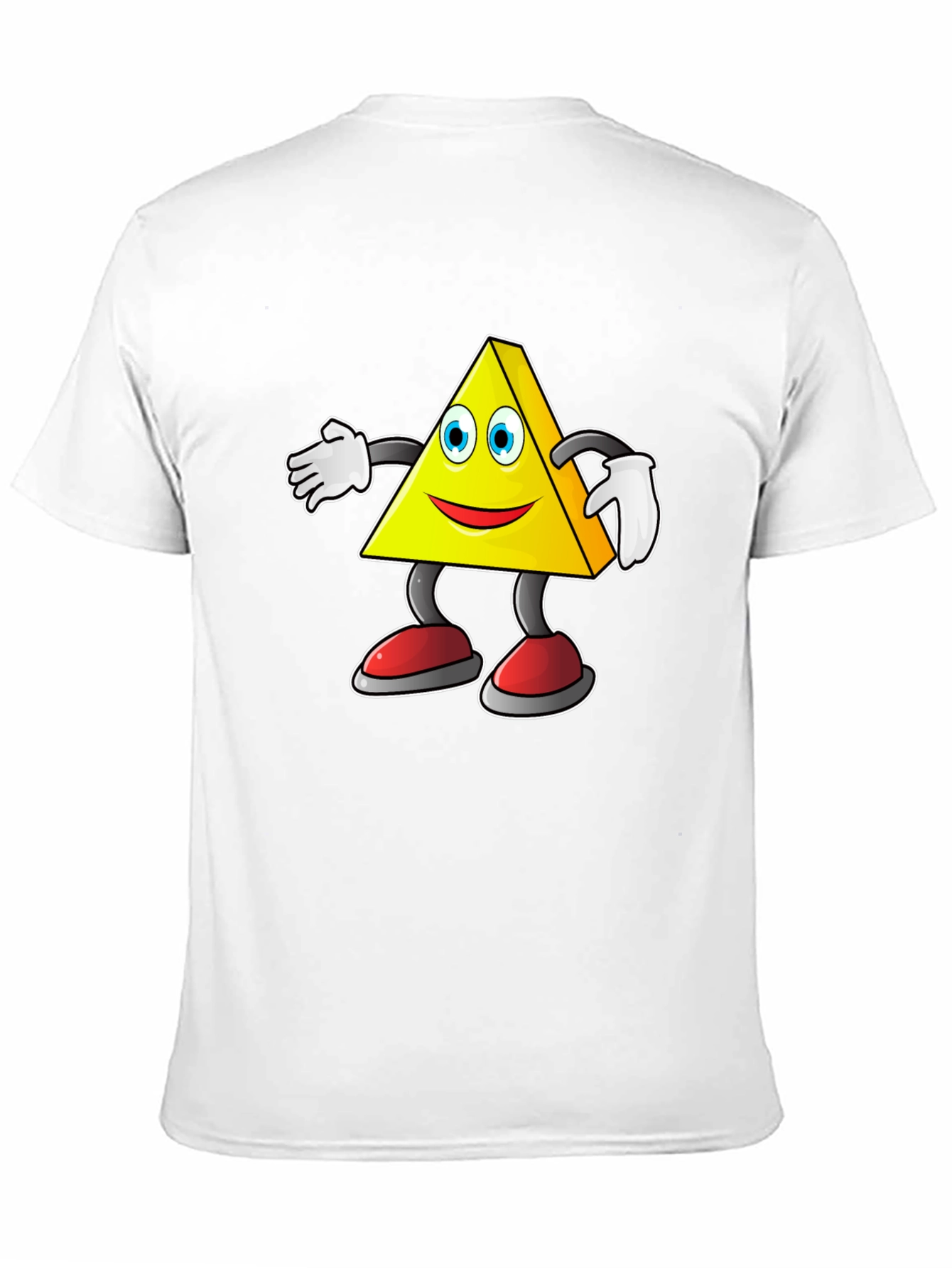 Cartoon Triangle Character Graphic Tee - Black
