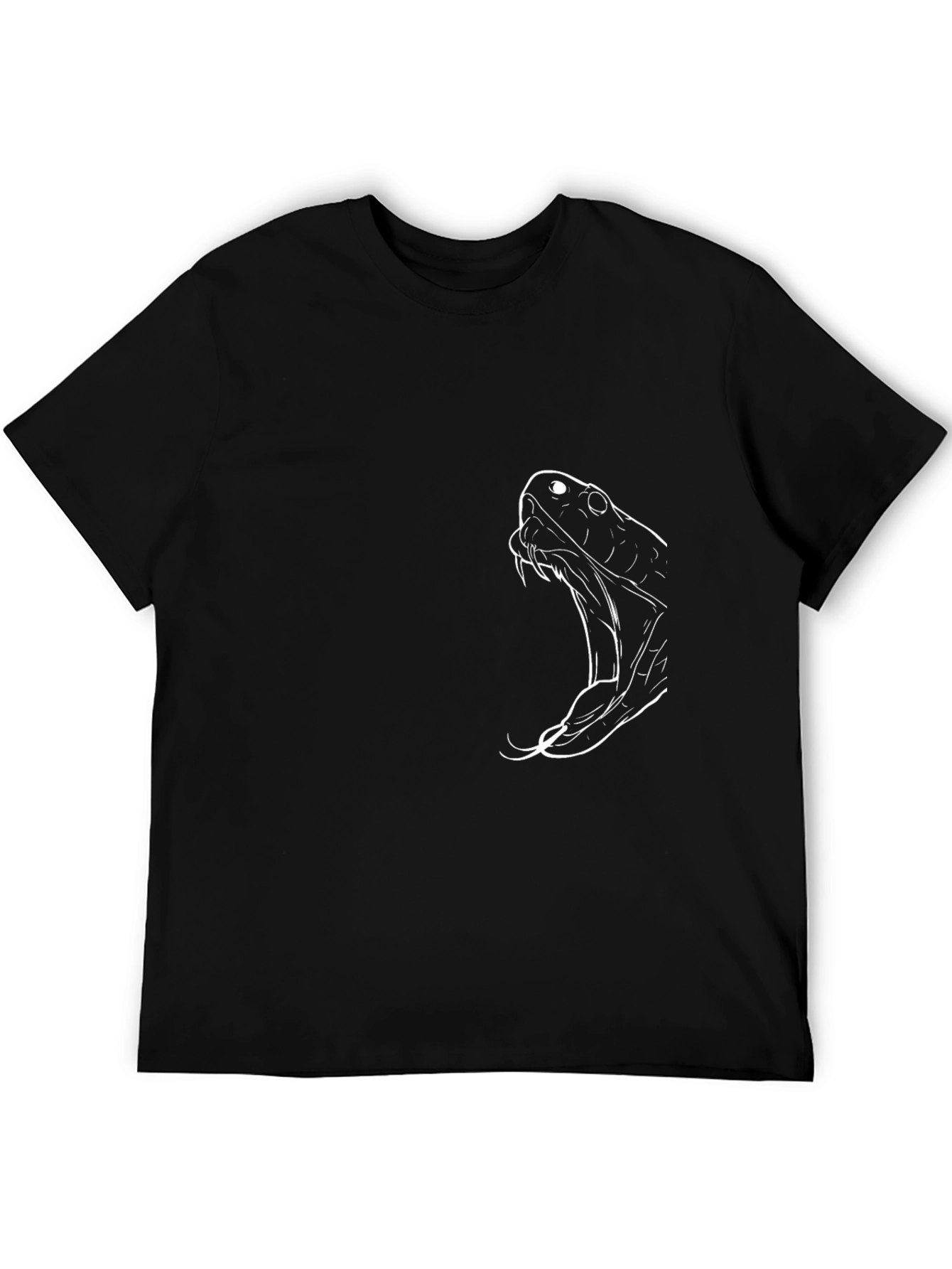Mens Black T-Shirt with Snake Graphic