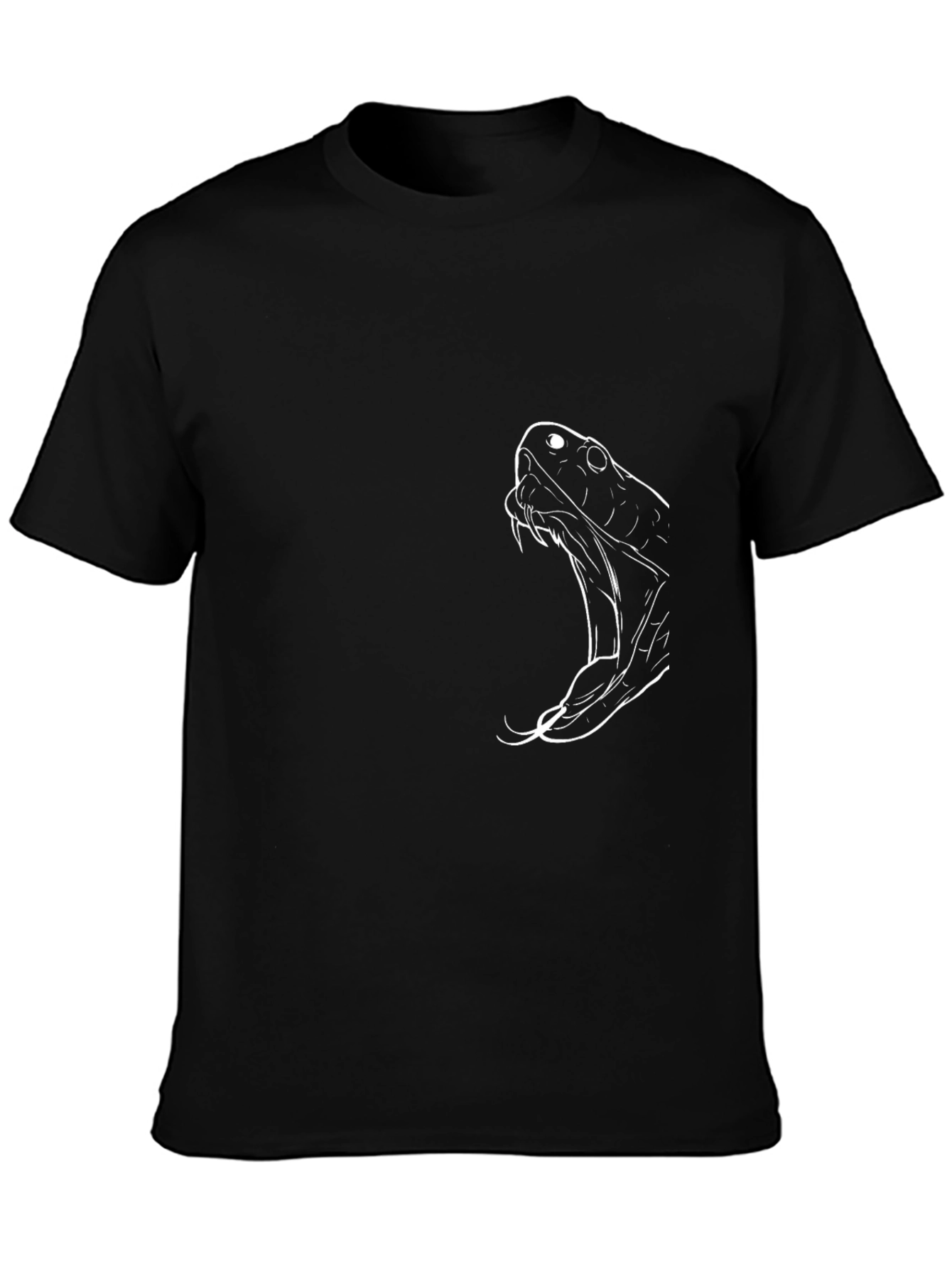 Mens Black T-Shirt with Snake Graphic