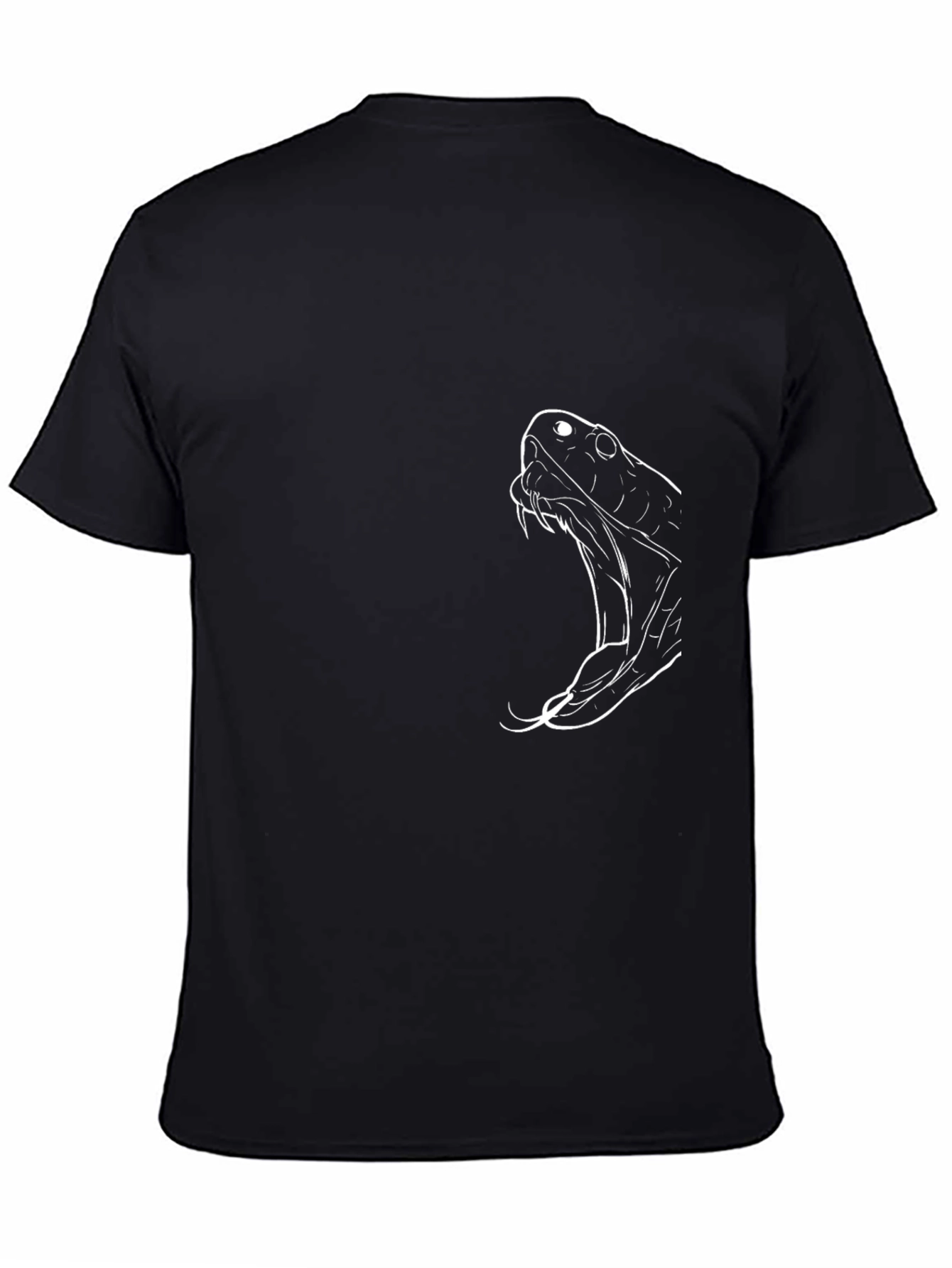 Mens Black T-Shirt with Snake Graphic