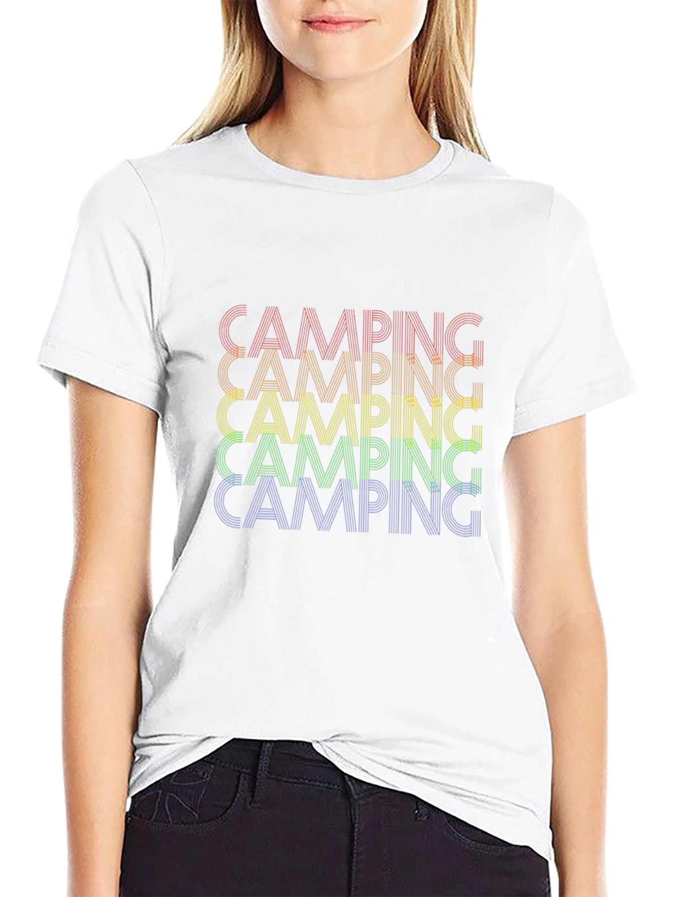 Camping Rainbow Graphic T-Shirt - Stylish Outdoor Apparel