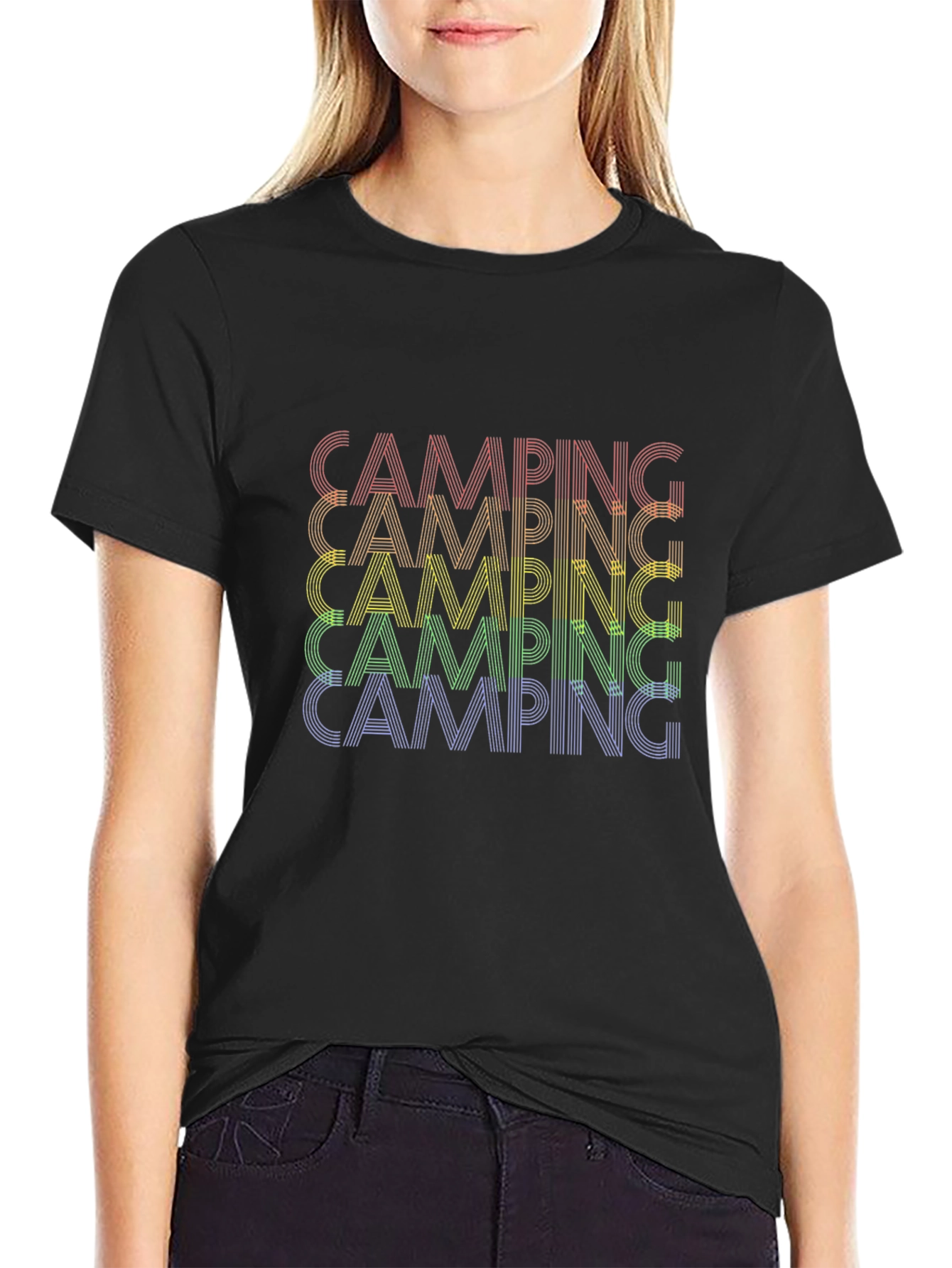 Camping Rainbow Graphic T-Shirt - Stylish Outdoor Apparel