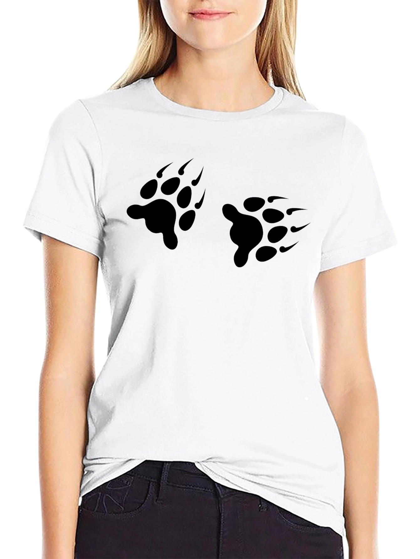 Mens Black Bear Paw Print T-Shirt