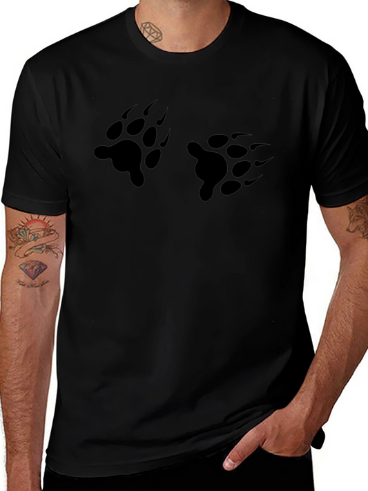 Mens Black Bear Paw Print T-Shirt