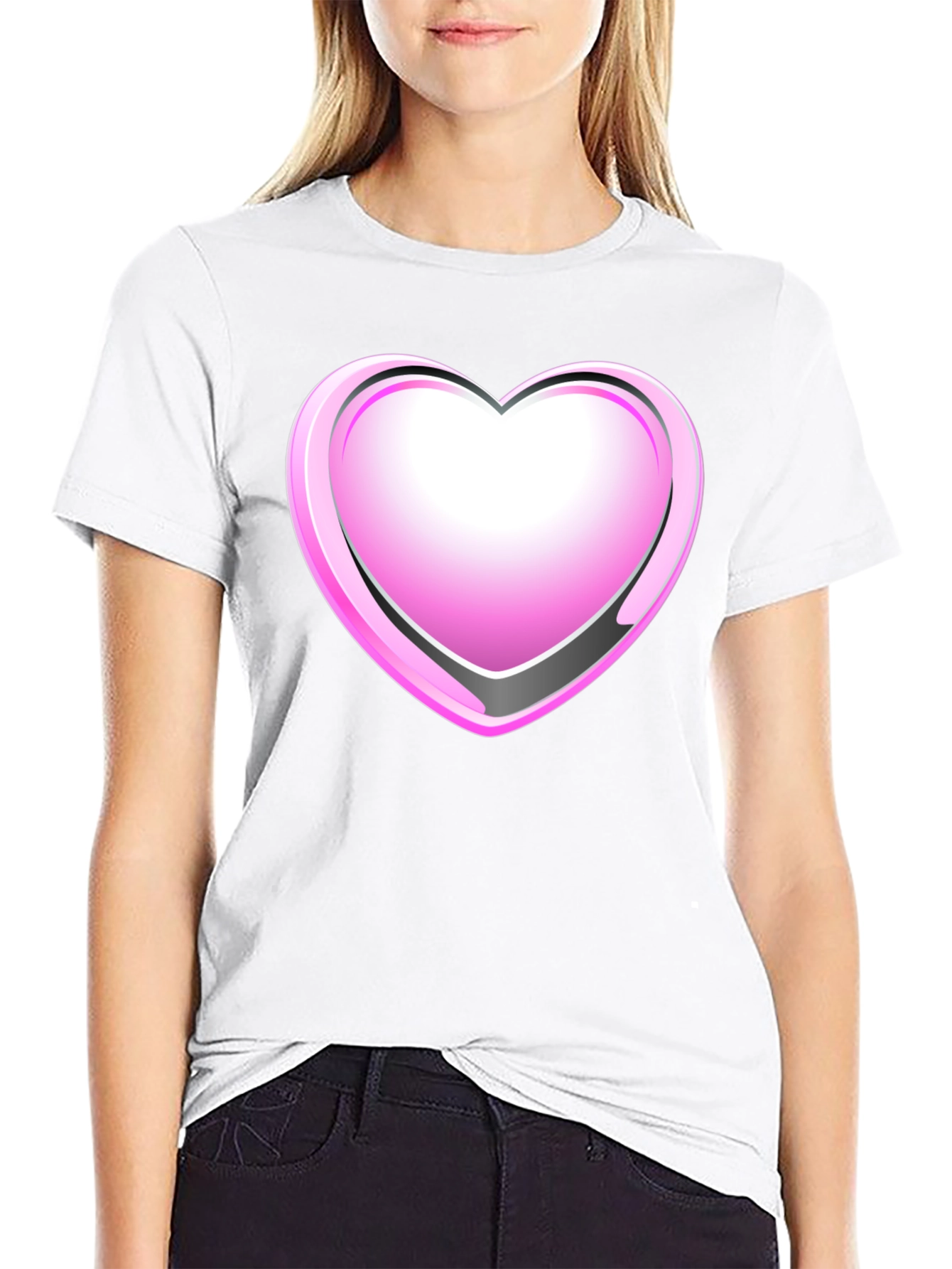 Black T-Shirt with Pink Heart