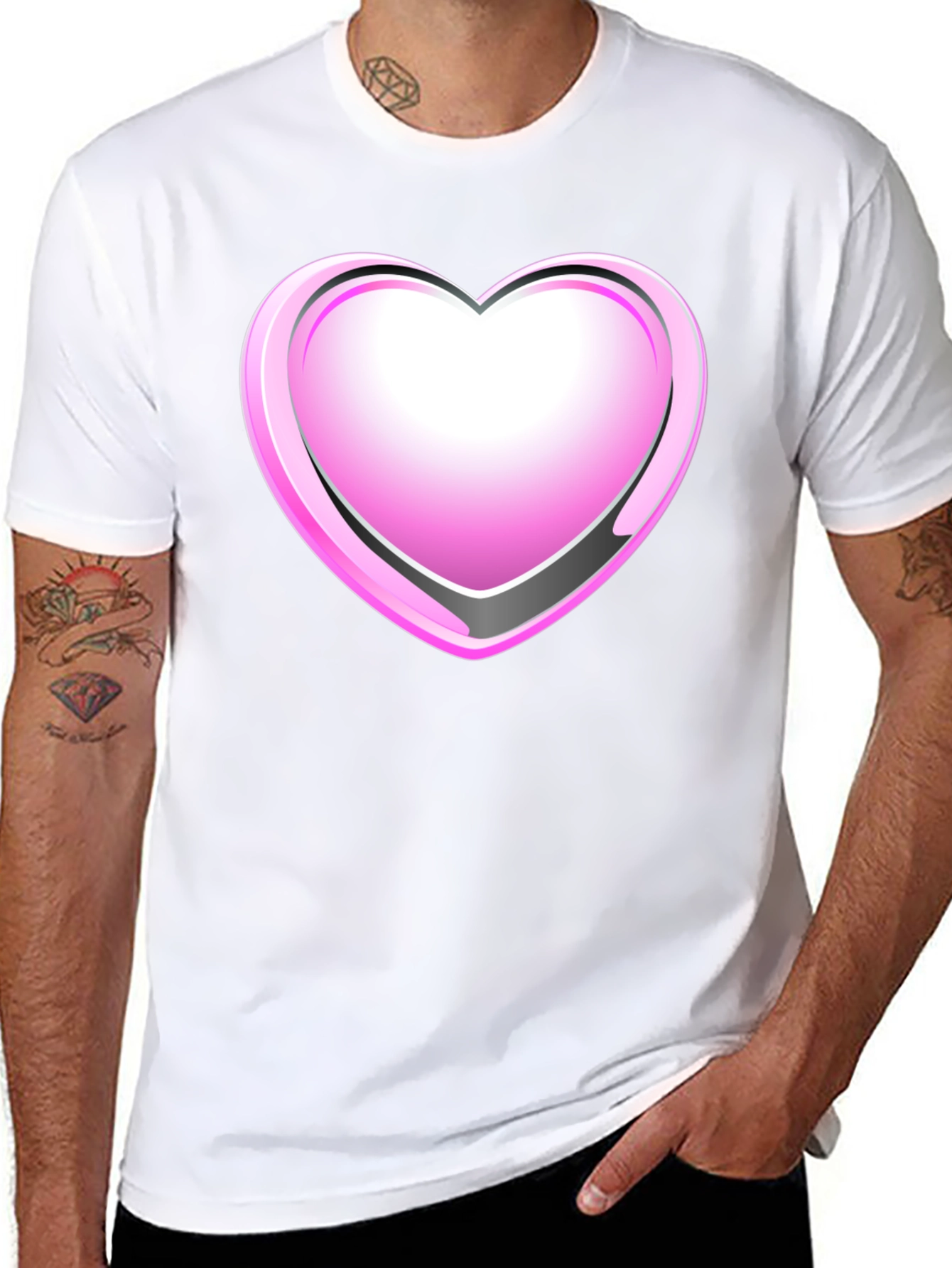 Black T-Shirt with Pink Heart