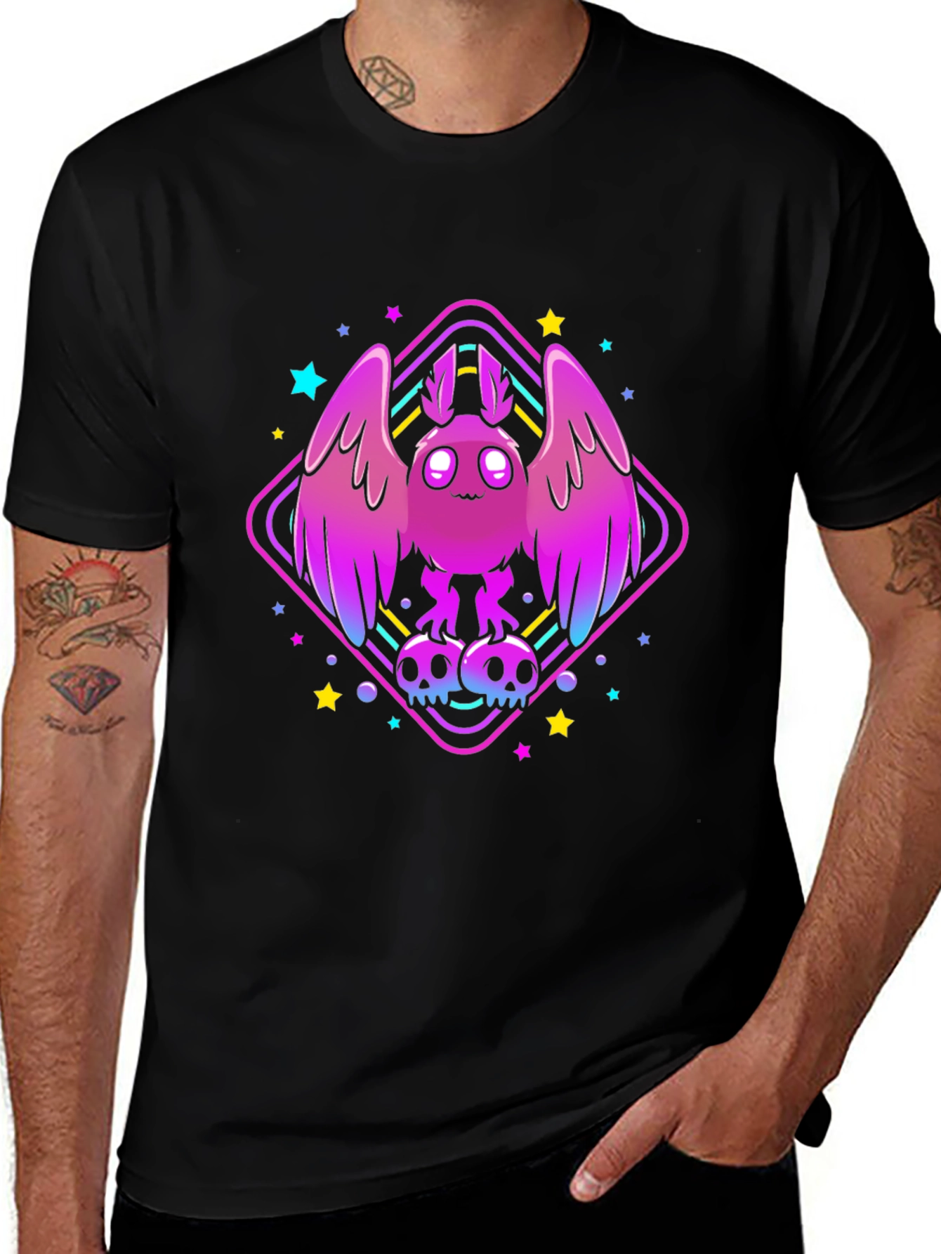 Mothman Graphic Tee - Neon Spooky Style