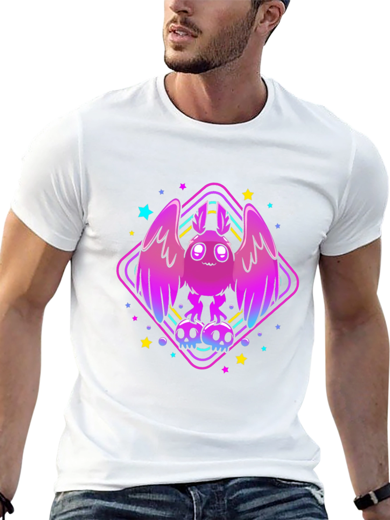 Mothman Graphic Tee - Neon Spooky Style