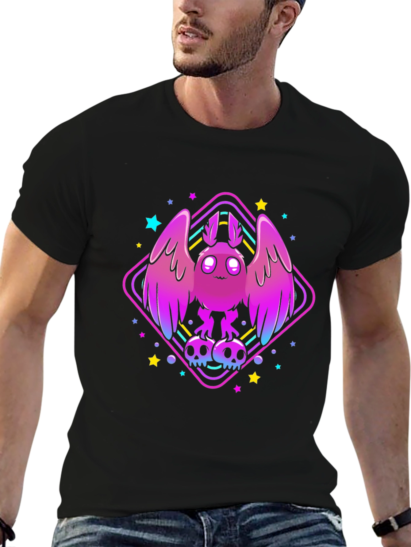 Mothman Graphic Tee - Neon Spooky Style