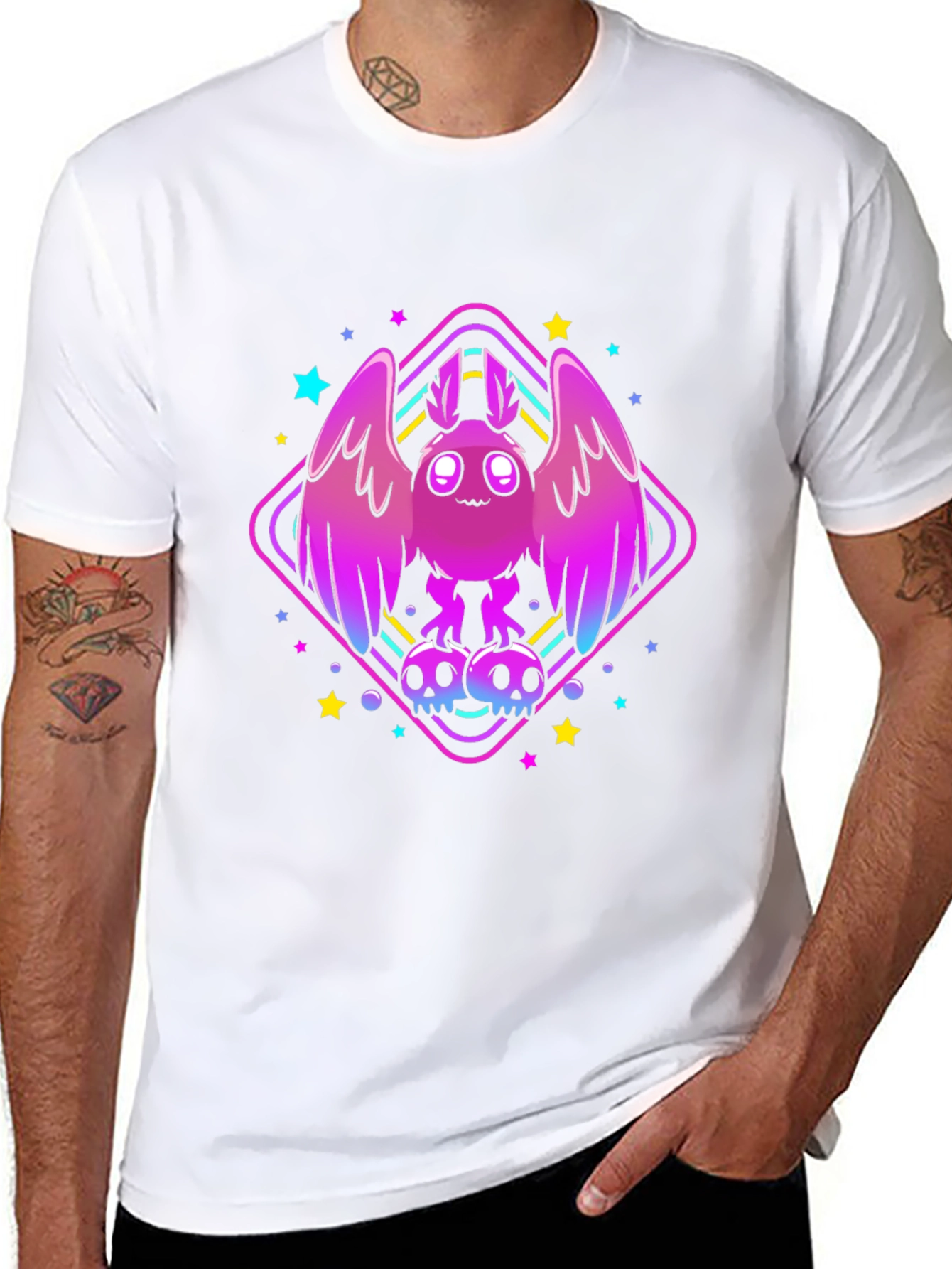 Mothman Graphic Tee - Neon Spooky Style