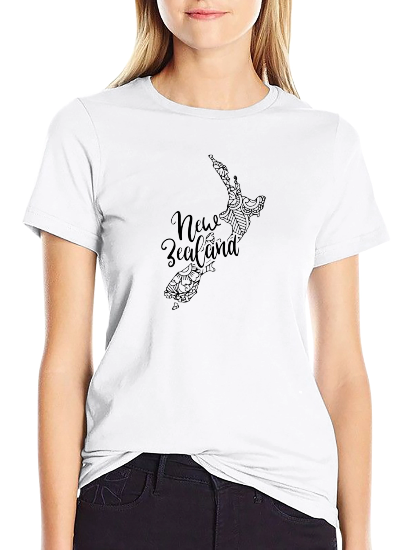 New Zealand Map Graphic Tee - Black