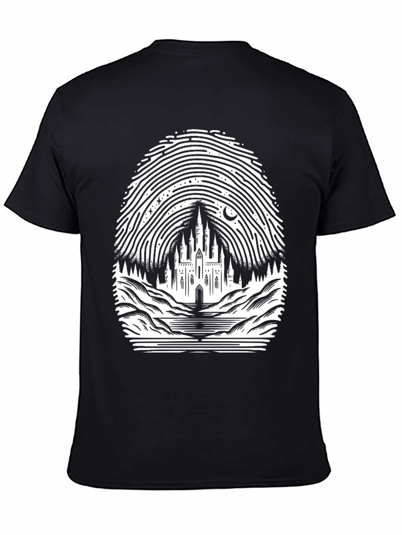 Castle Fingerprint Graphic Tee - Black