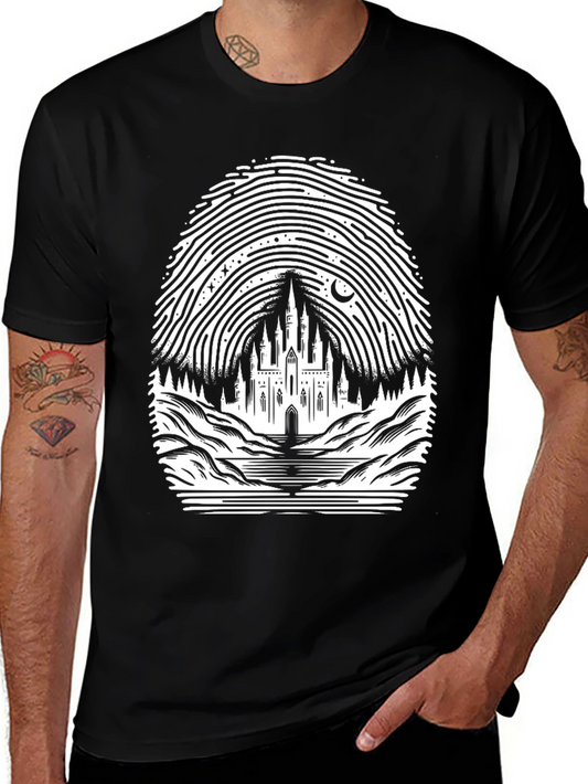 Castle Fingerprint Graphic Tee - Black