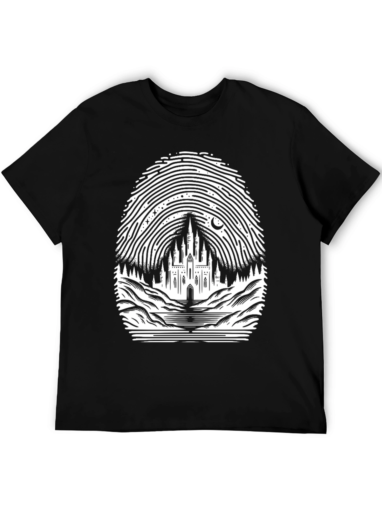 Castle Fingerprint Graphic Tee - Black