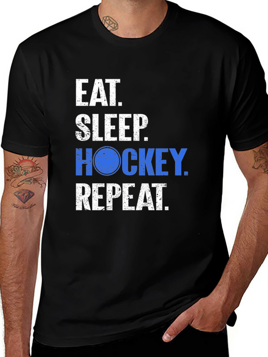 Eat Sleep Hockey Repeat T-Shirt | Funny Sports Tee