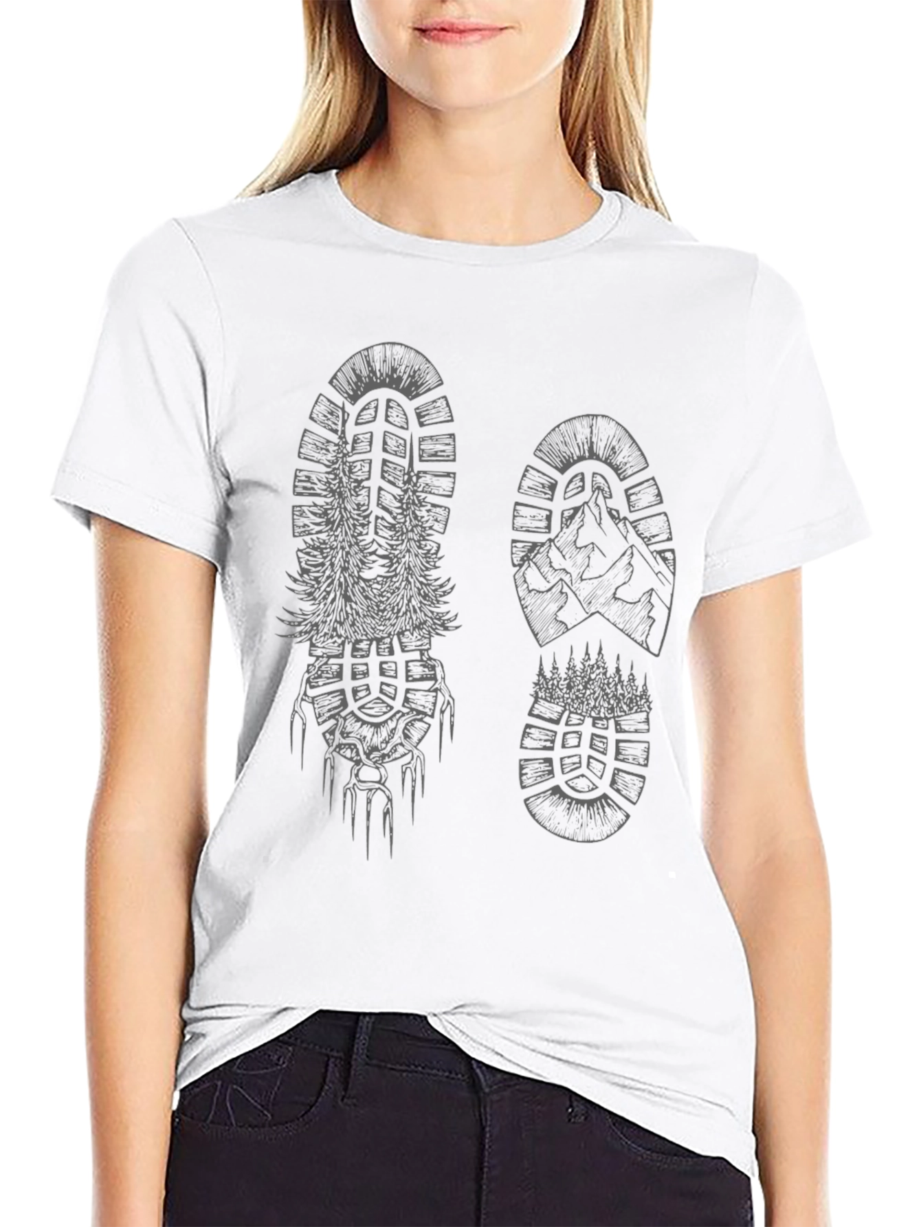 Nature-Inspired Shoe Print T-Shirt