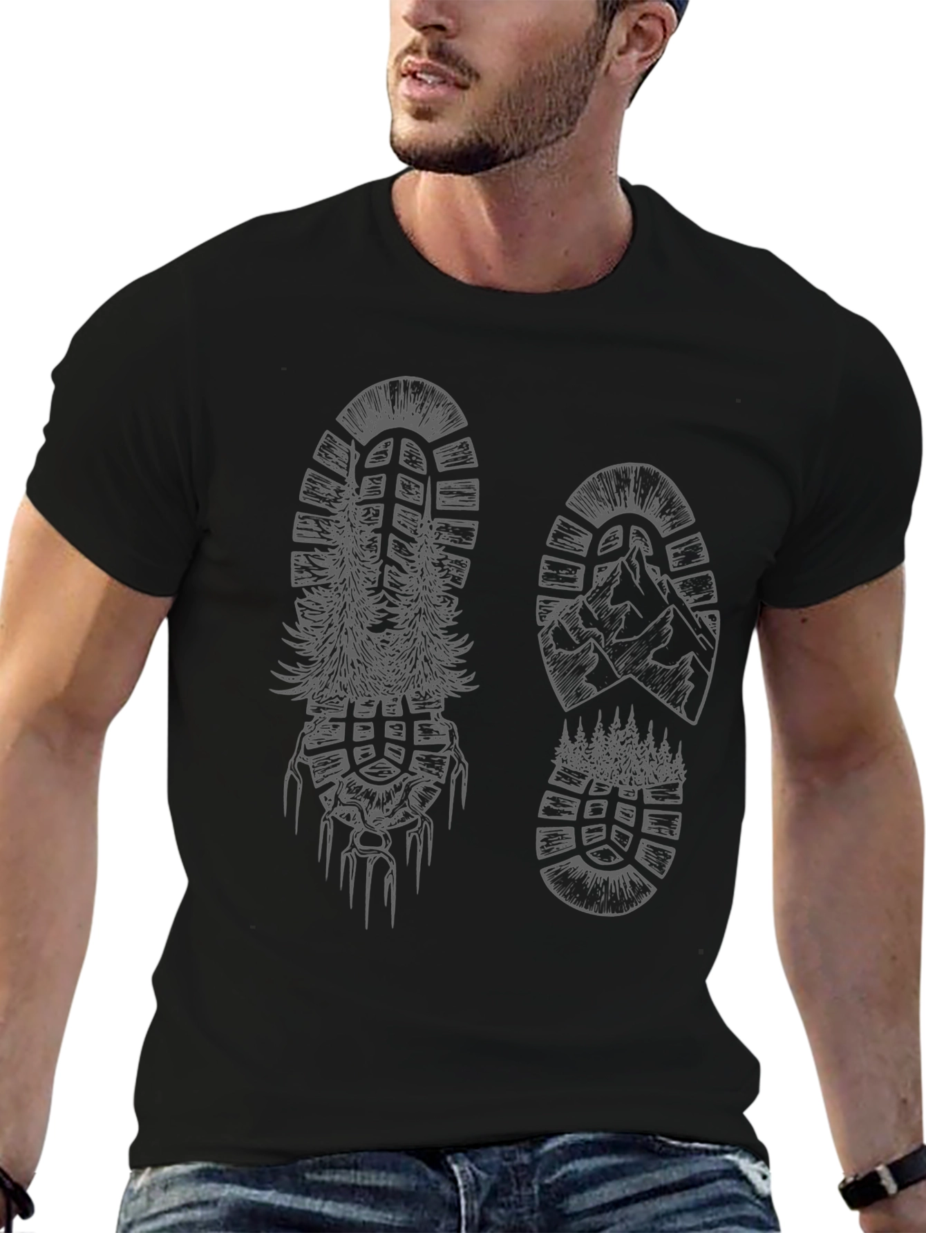 Nature-Inspired Shoe Print T-Shirt