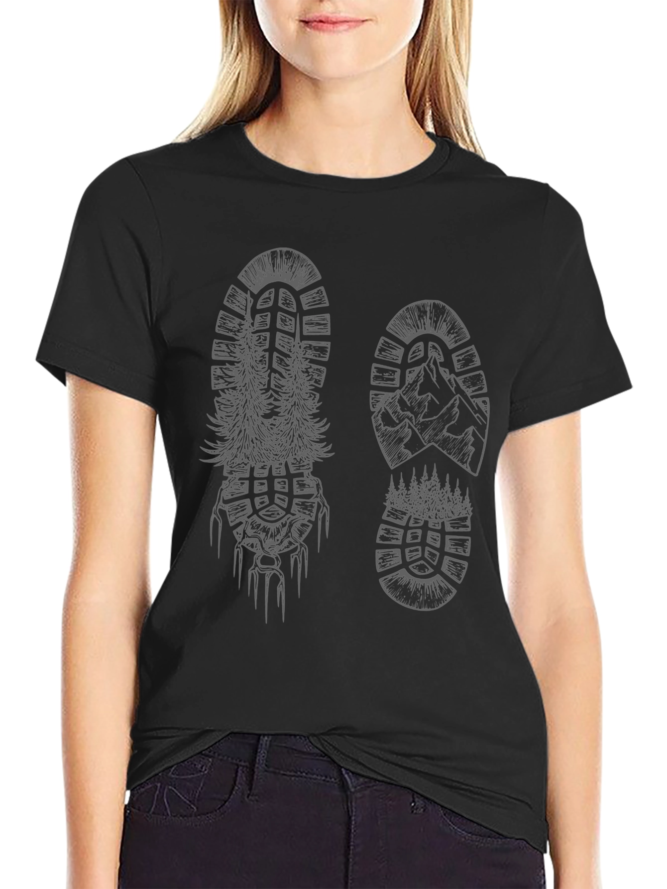 Nature-Inspired Shoe Print T-Shirt