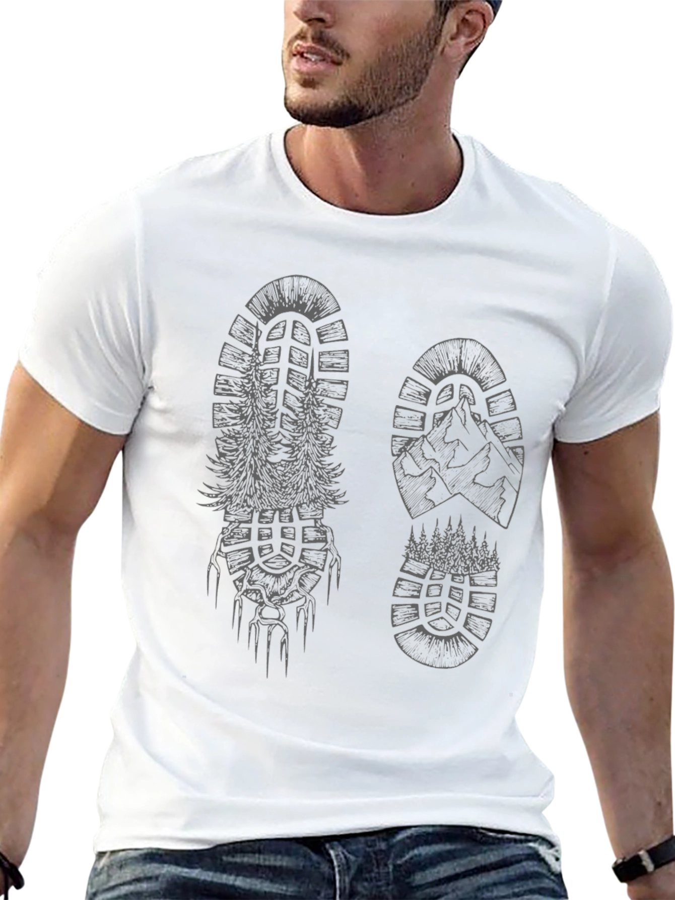 Nature-Inspired Shoe Print T-Shirt