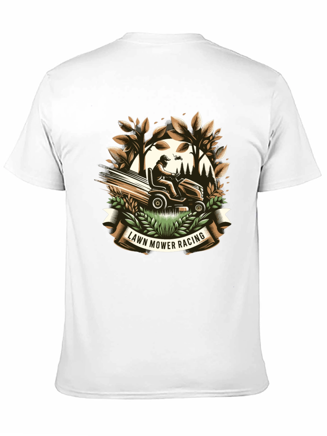 Lawn Mower Racing Graphic Tee - Black Cotton T-Shirt