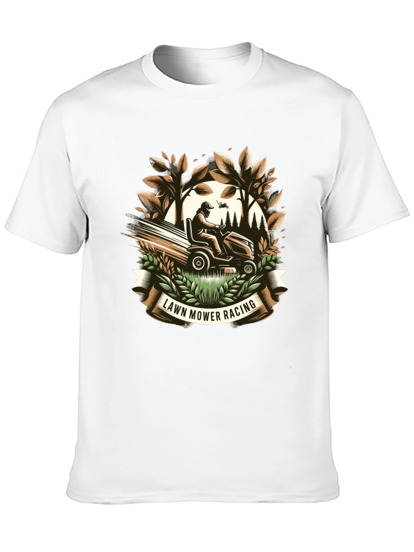 Lawn Mower Racing Graphic Tee - Black Cotton T-Shirt