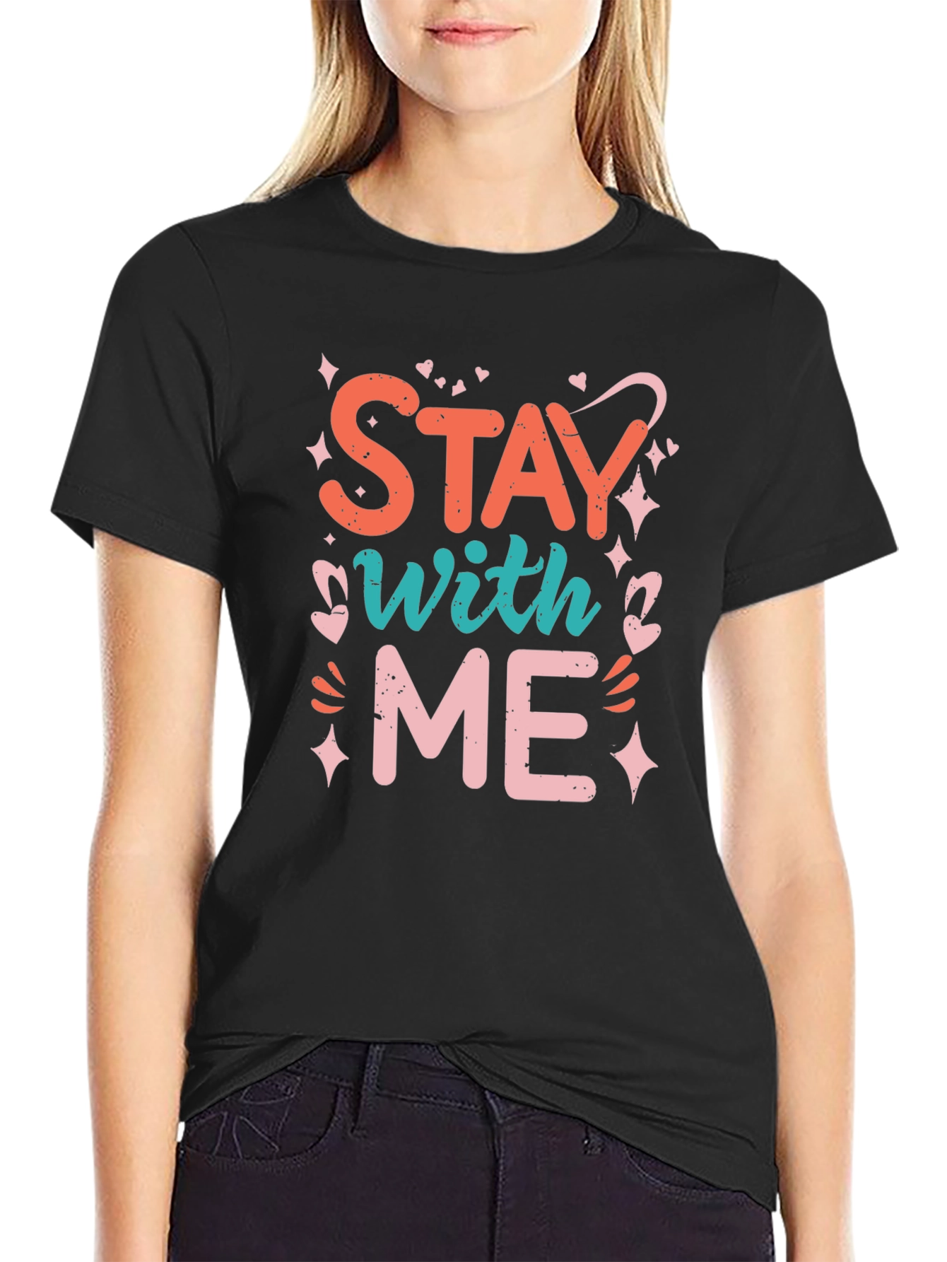 Stay With Me Graphic Tee - Trendy Black T-Shirt