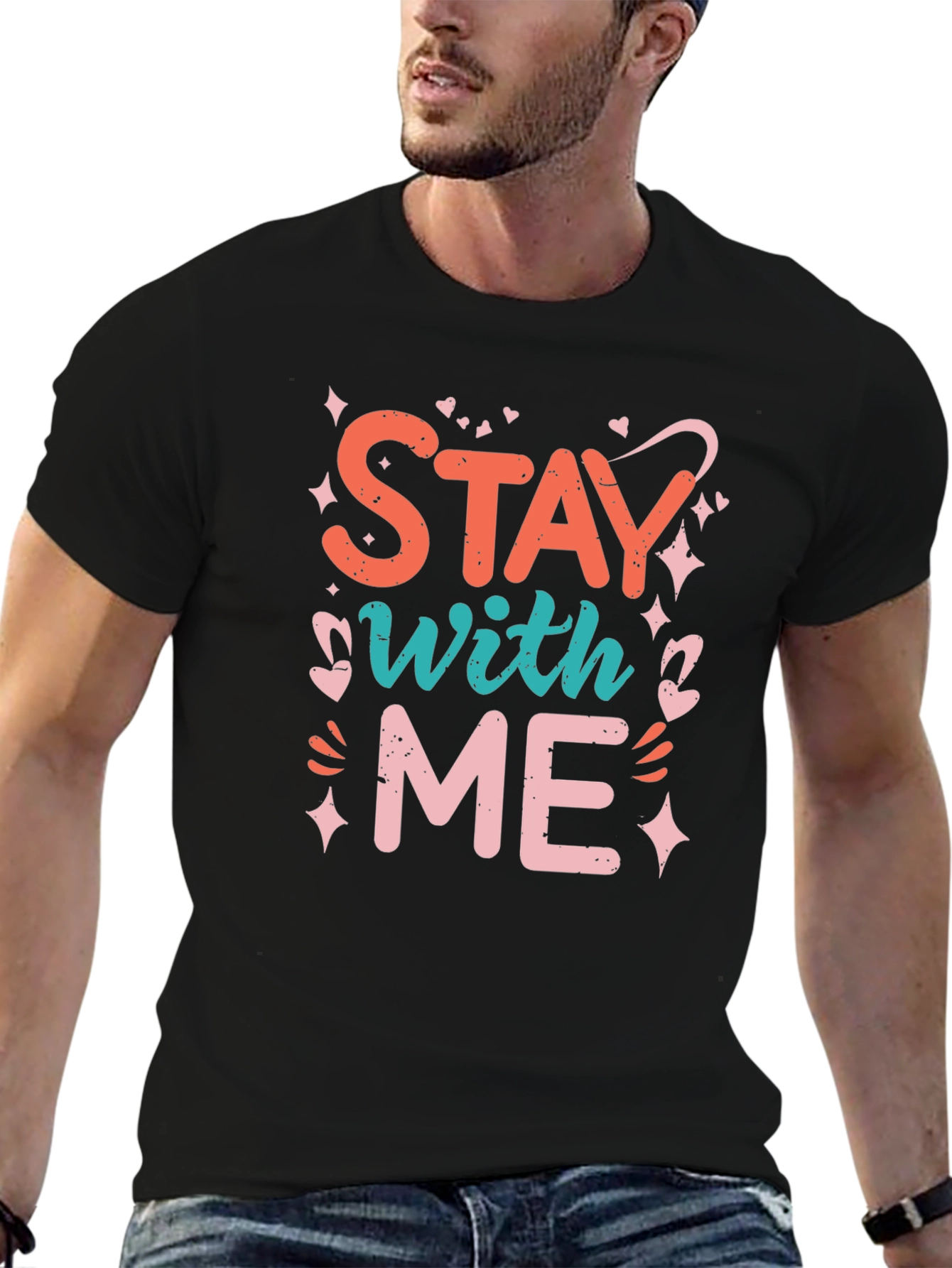 Stay With Me Graphic Tee - Trendy Black T-Shirt