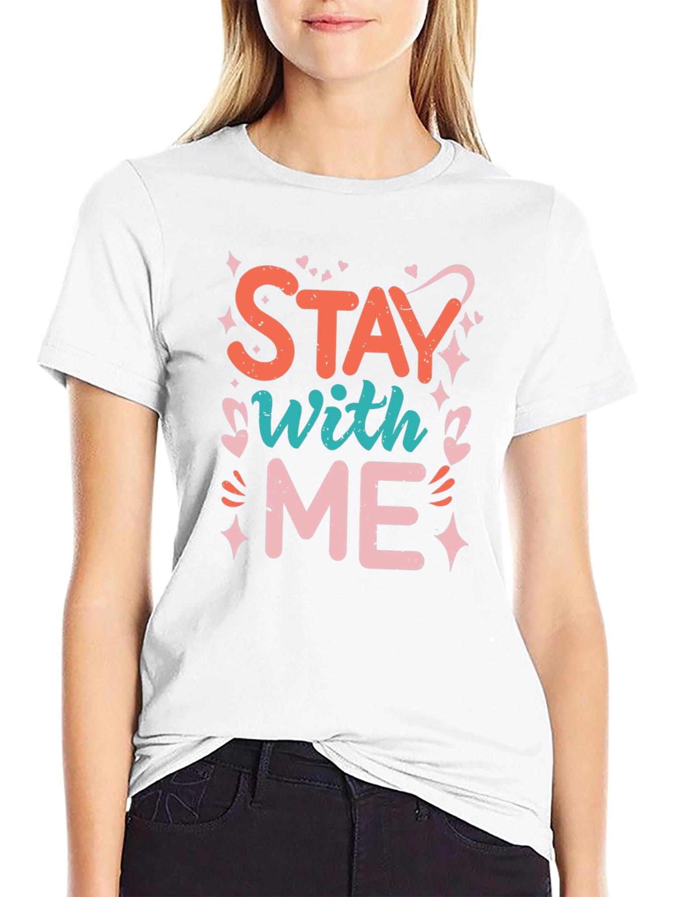 Stay With Me Graphic Tee - Trendy Black T-Shirt