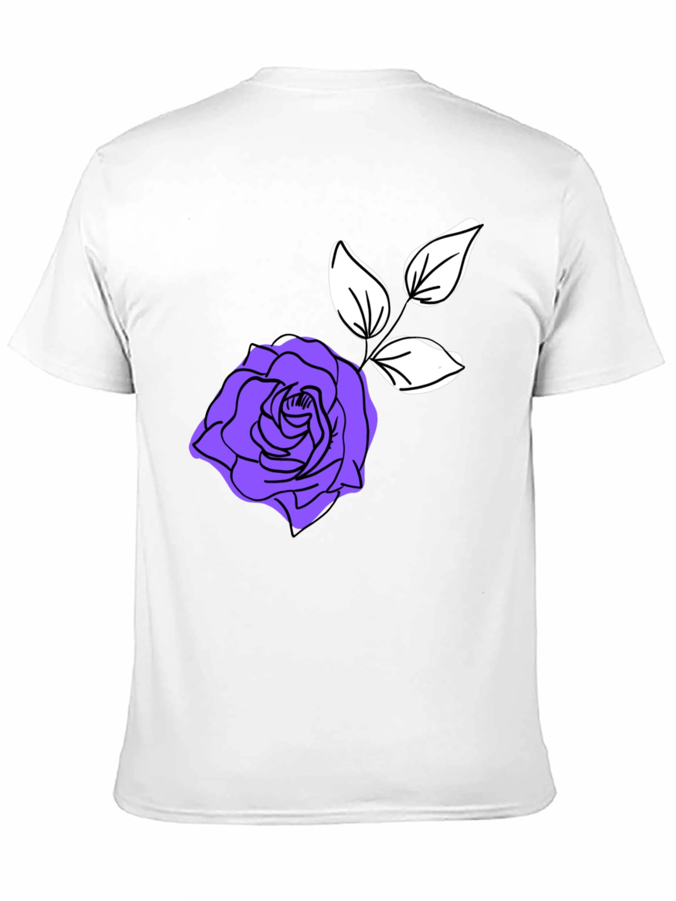 Stylish Black T-Shirt with Purple Rose